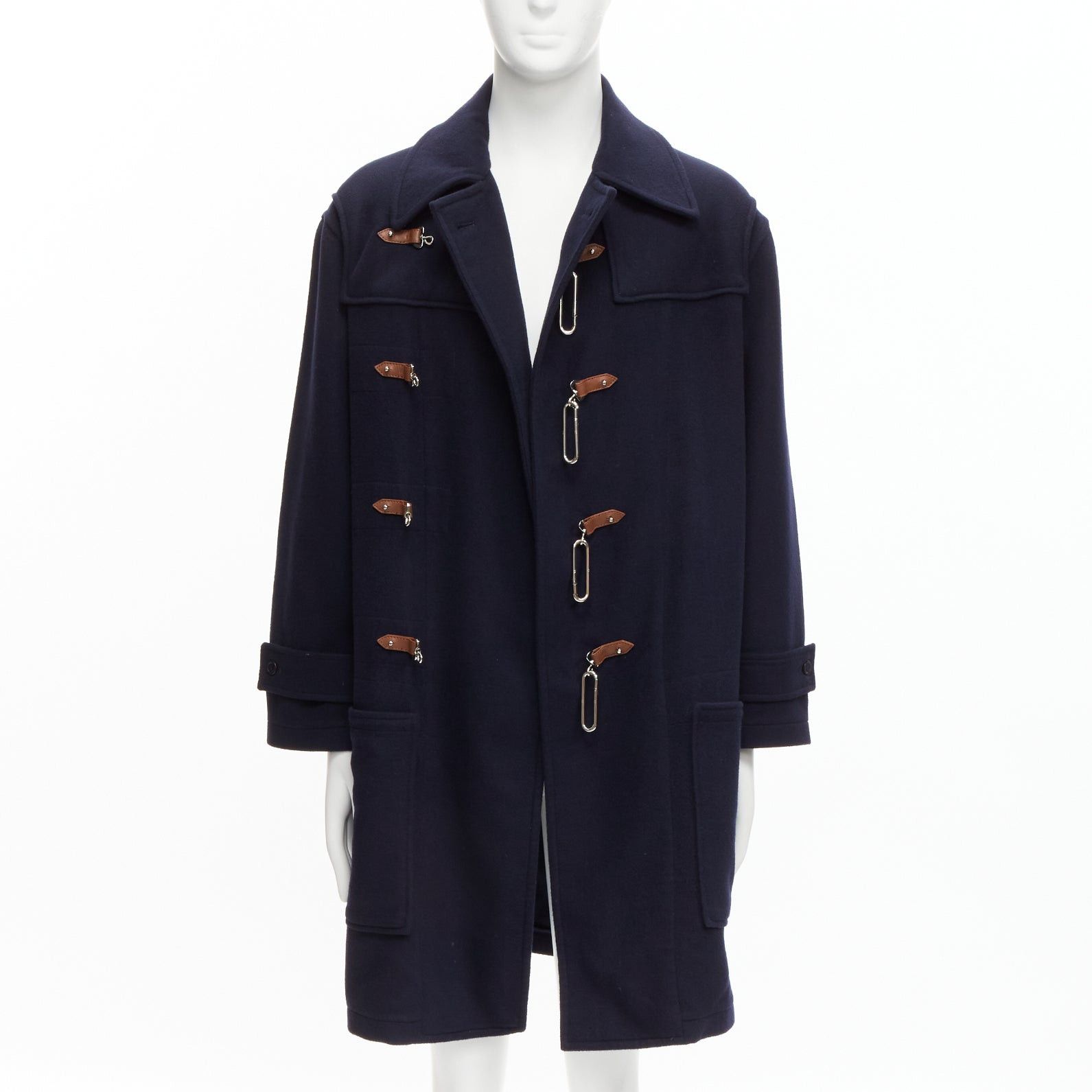 Ralph Lauren RALPH LAUREN Purple Label Fintona 100% wool navy brown silver toggle buckle coat Size 6 M Size US M / EU 48-50 / 2 - 3 Thumbnail