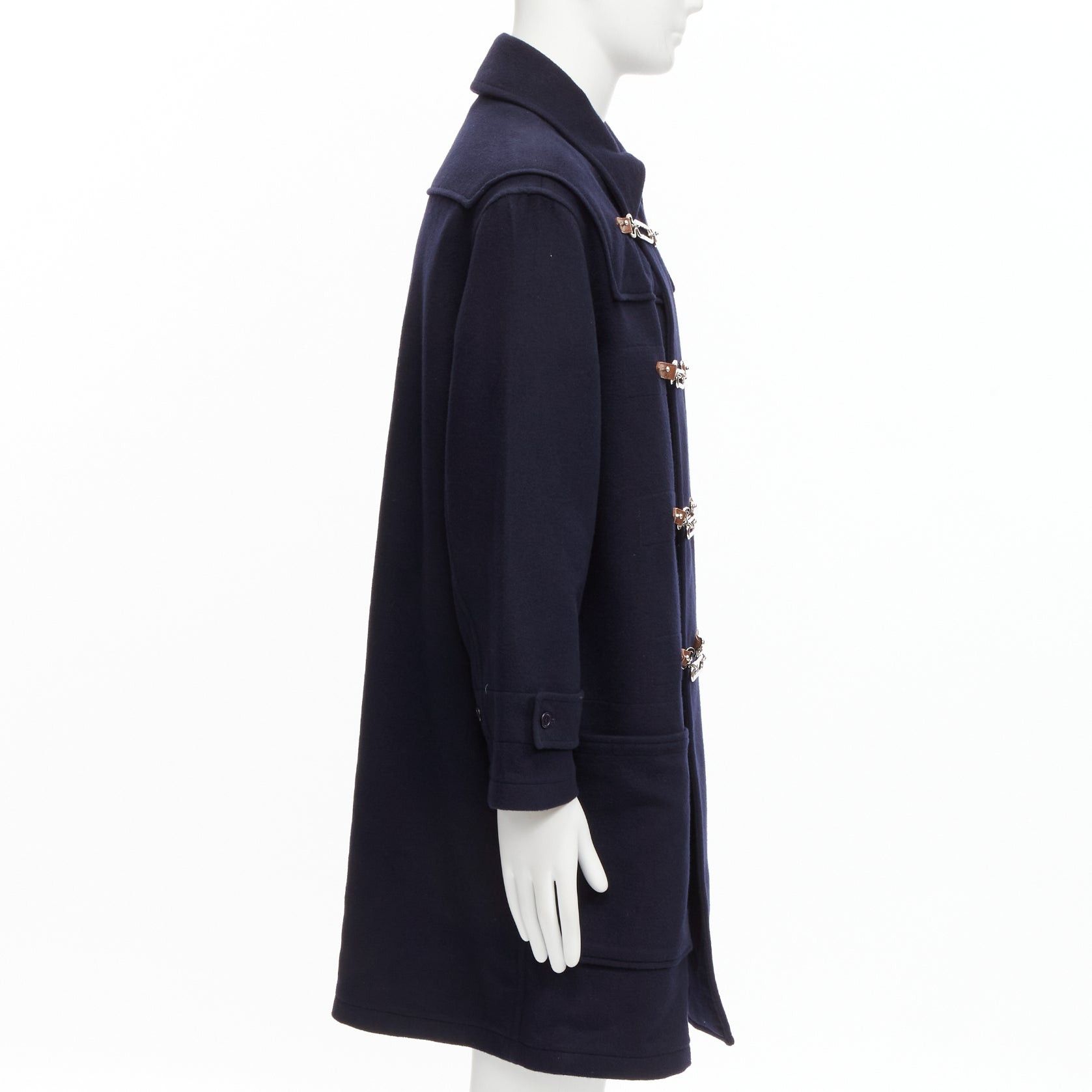 Ralph Lauren RALPH LAUREN Purple Label Fintona 100% wool navy brown silver toggle buckle coat Size 6 M Size US M / EU 48-50 / 2 - 5 Thumbnail