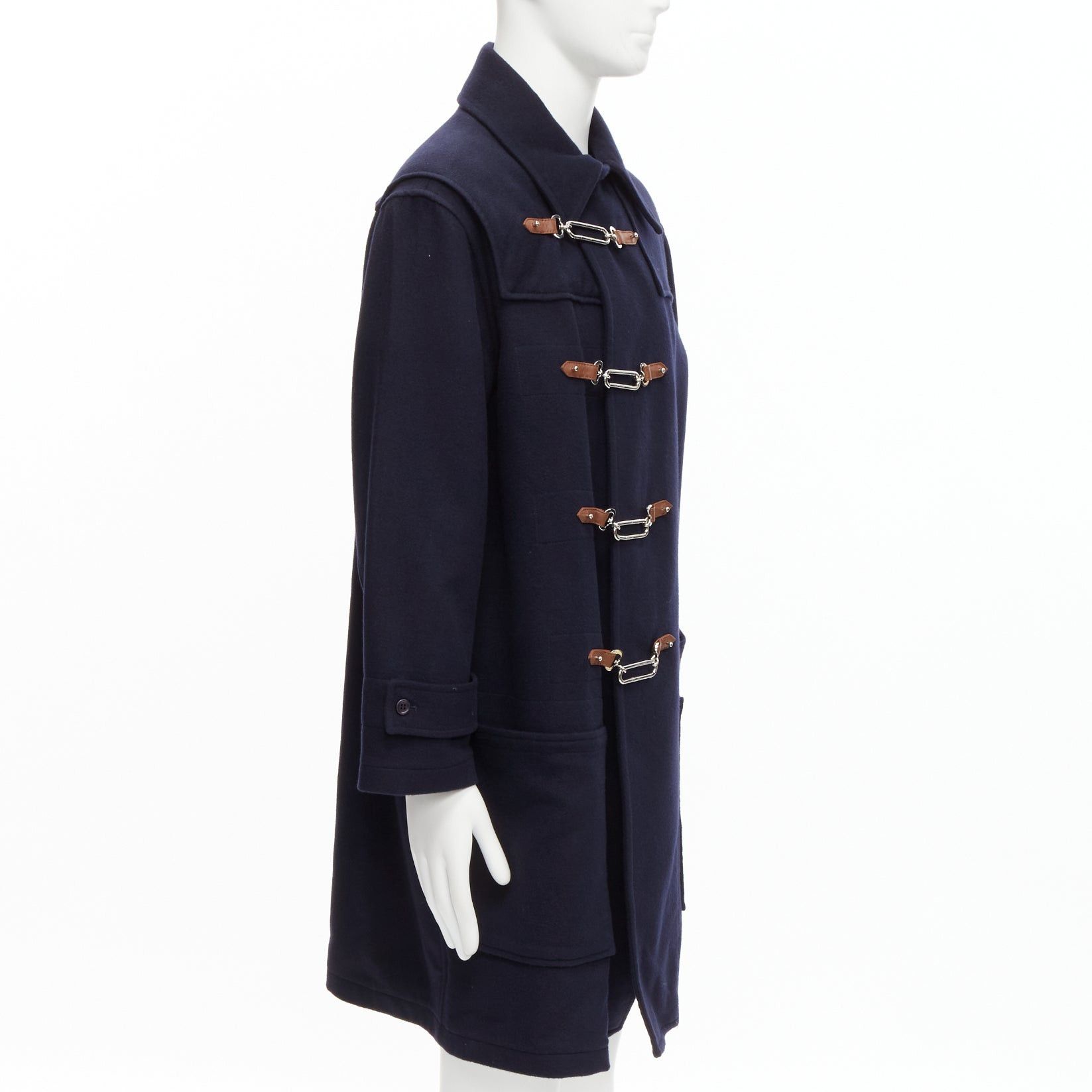 Ralph Lauren RALPH LAUREN Purple Label Fintona 100% wool navy brown silver toggle buckle coat Size 6 M Size US M / EU 48-50 / 2 - 4 Thumbnail