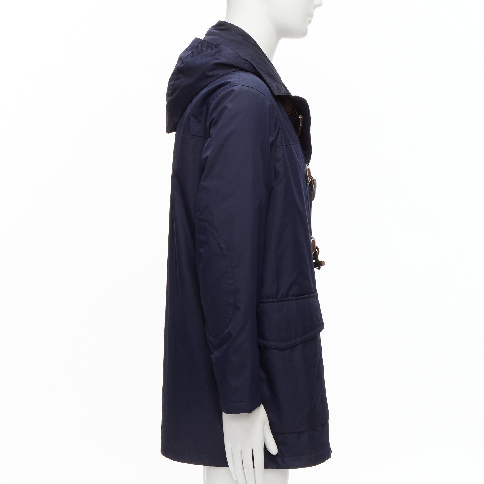 Gucci GUCCI 2012 navy nylon brown toggle hooded anorak jacket coat IT48 M Size XL / US 12-14 / IT 48-50 - 4 Thumbnail