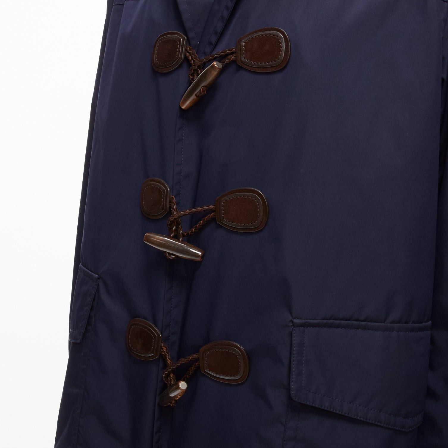 Gucci GUCCI 2012 navy nylon brown toggle hooded anorak jacket coat IT48 M Size XL / US 12-14 / IT 48-50 - 7 Thumbnail