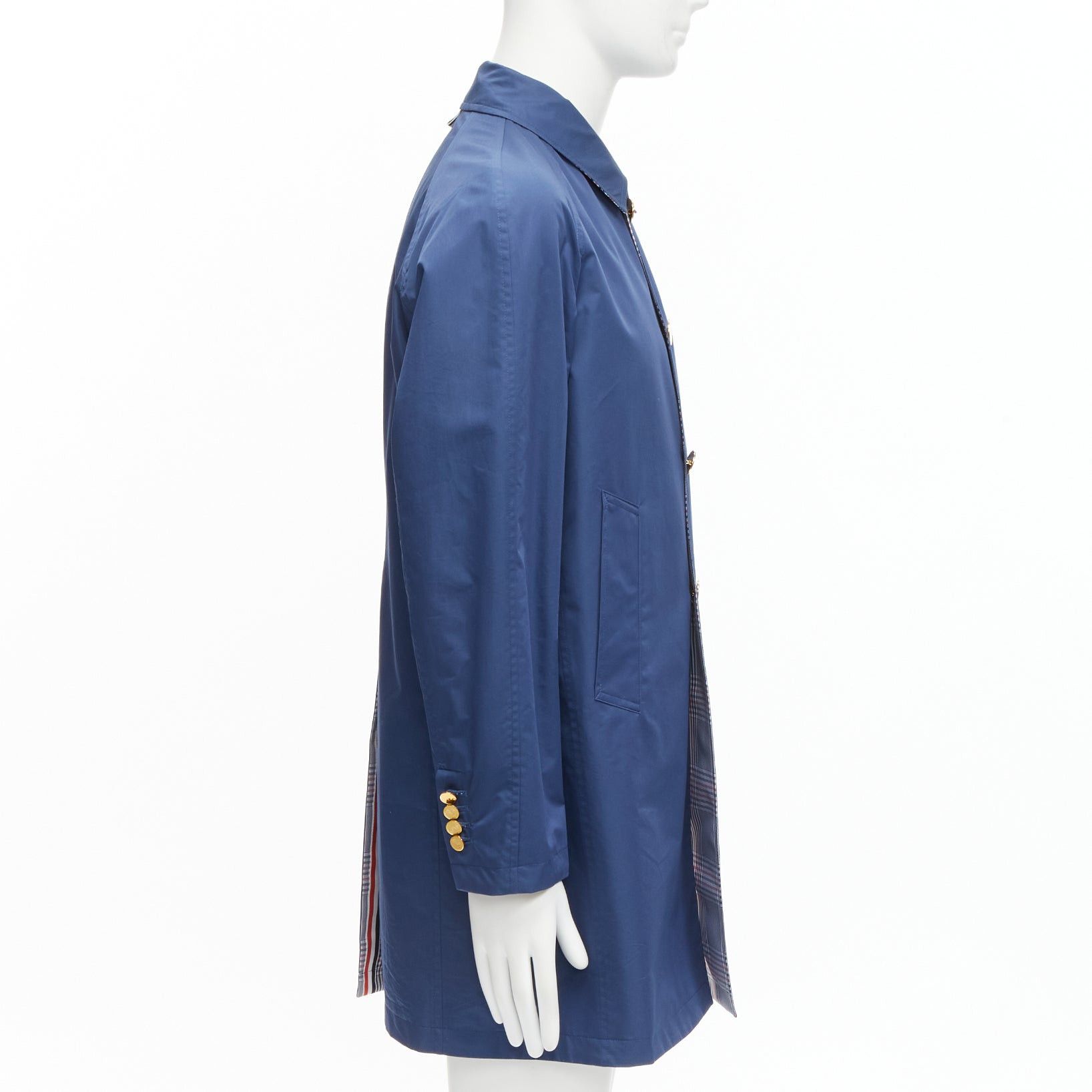 Thom Browne THOM BROWNE Reversible navy blue classic check gold buttons overcoat JP2 M Size US M / EU 48-50 / 2 - 7 Thumbnail