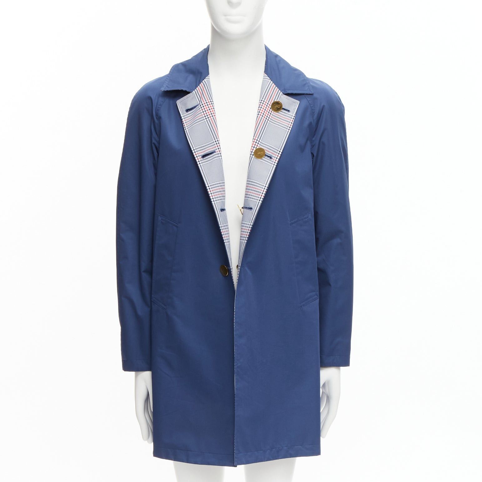 Thom Browne THOM BROWNE Reversible navy blue classic check gold buttons overcoat JP2 M Size US M / EU 48-50 / 2 - 2 Thumbnail