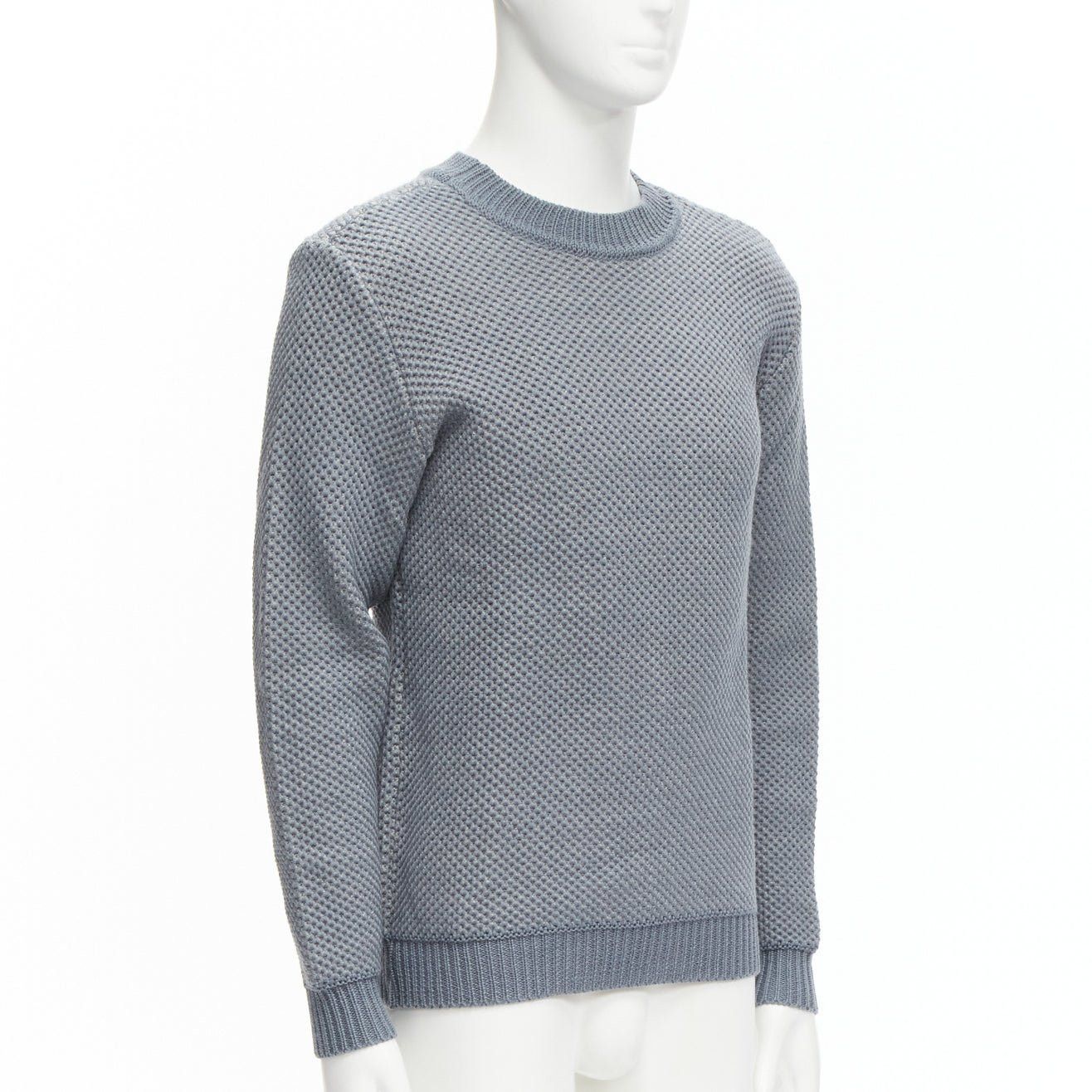 Stephan Schneider STEPHEN SCHNEIDER 100% textured waffle wool grey crew neck sweater Sz 4 L Size US L / EU 52-54 / 3 - 3 Thumbnail