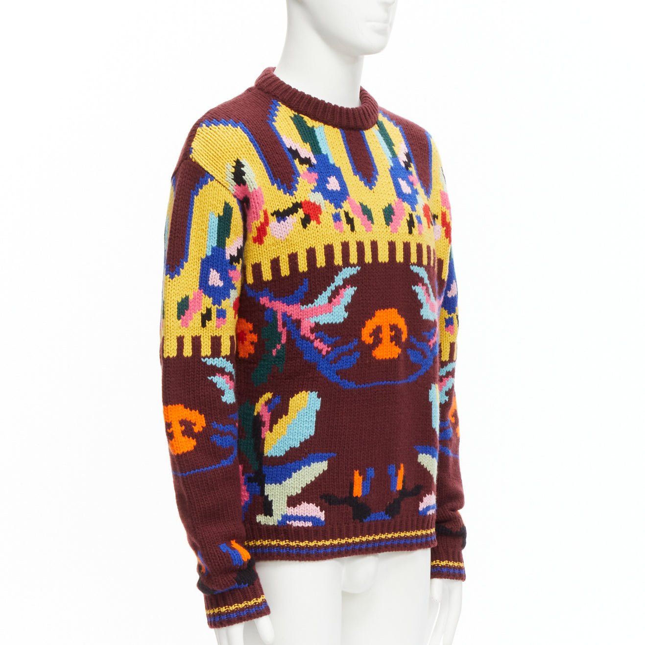 Prada PRADA 2018 multicolour graphic virgin wool cashmere crew neck sweater IT48 M Size US M / EU 48-50 / 2 - 3 Thumbnail