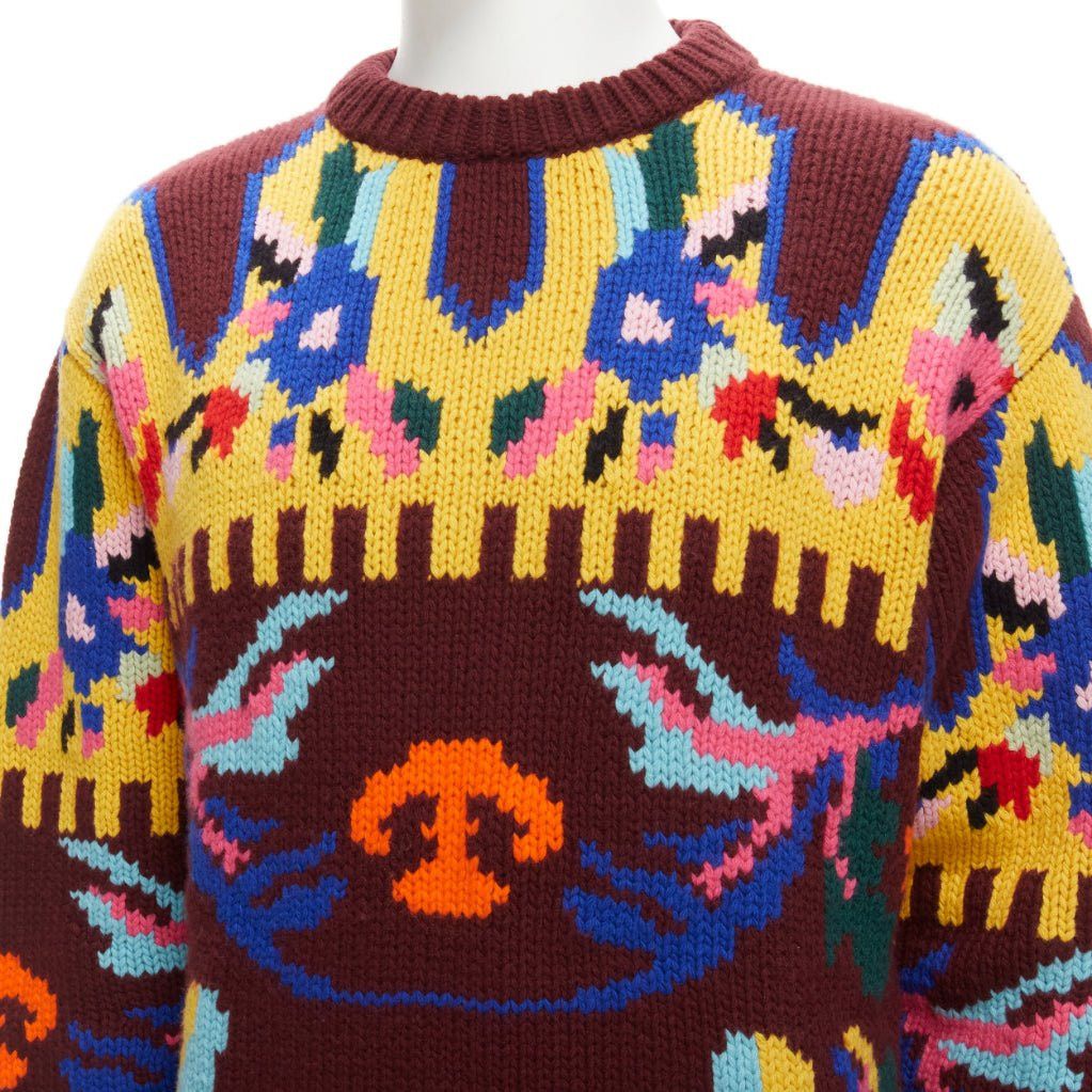 Prada PRADA 2018 multicolour graphic virgin wool cashmere crew neck sweater IT48 M Size US M / EU 48-50 / 2 - 2 Thumbnail