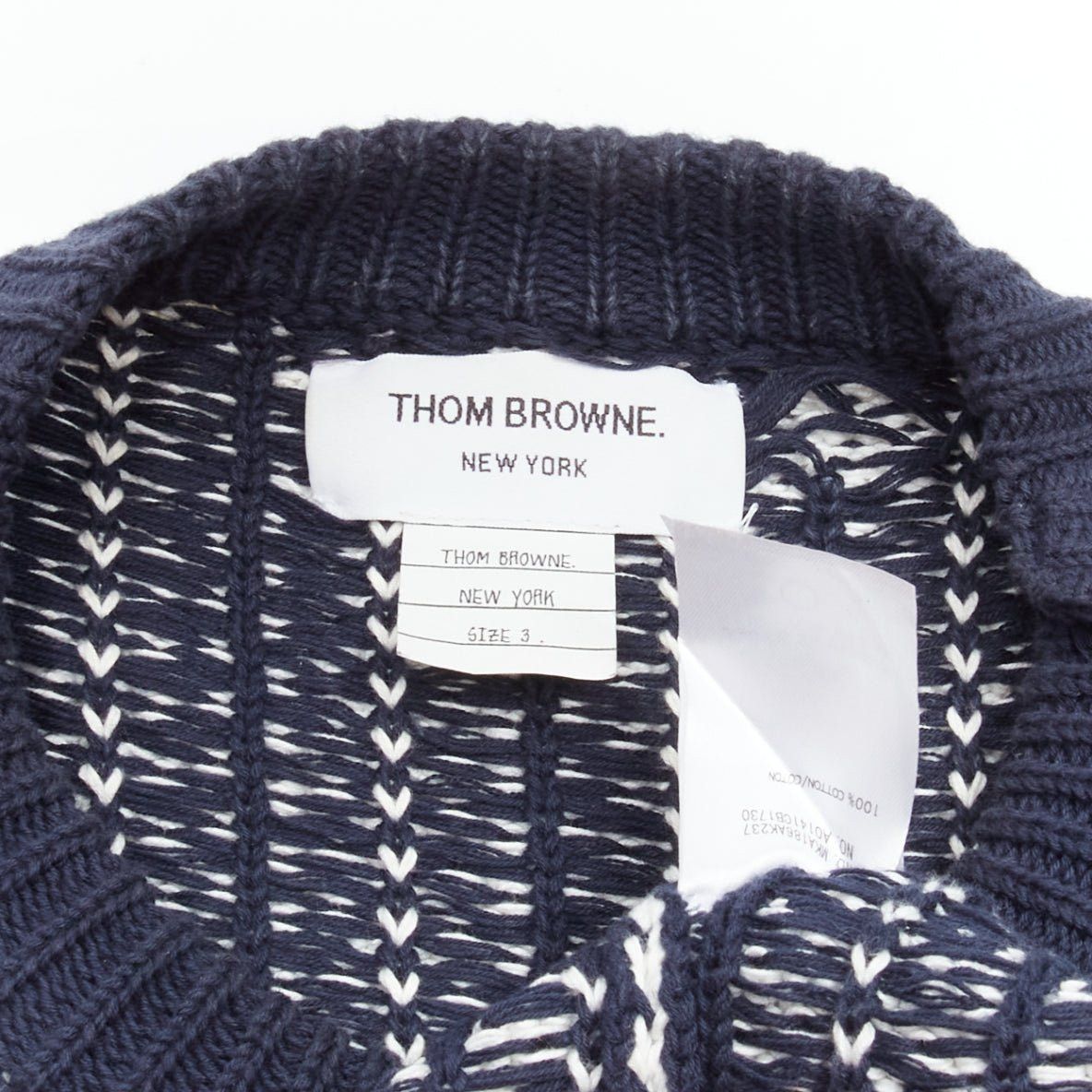 Thom Browne THOM BROWNE off white navy nautical octopus intarsia button shoulder ringer sweater SZ.3 L Size US L / EU 52-54 / 3 - 8 Thumbnail