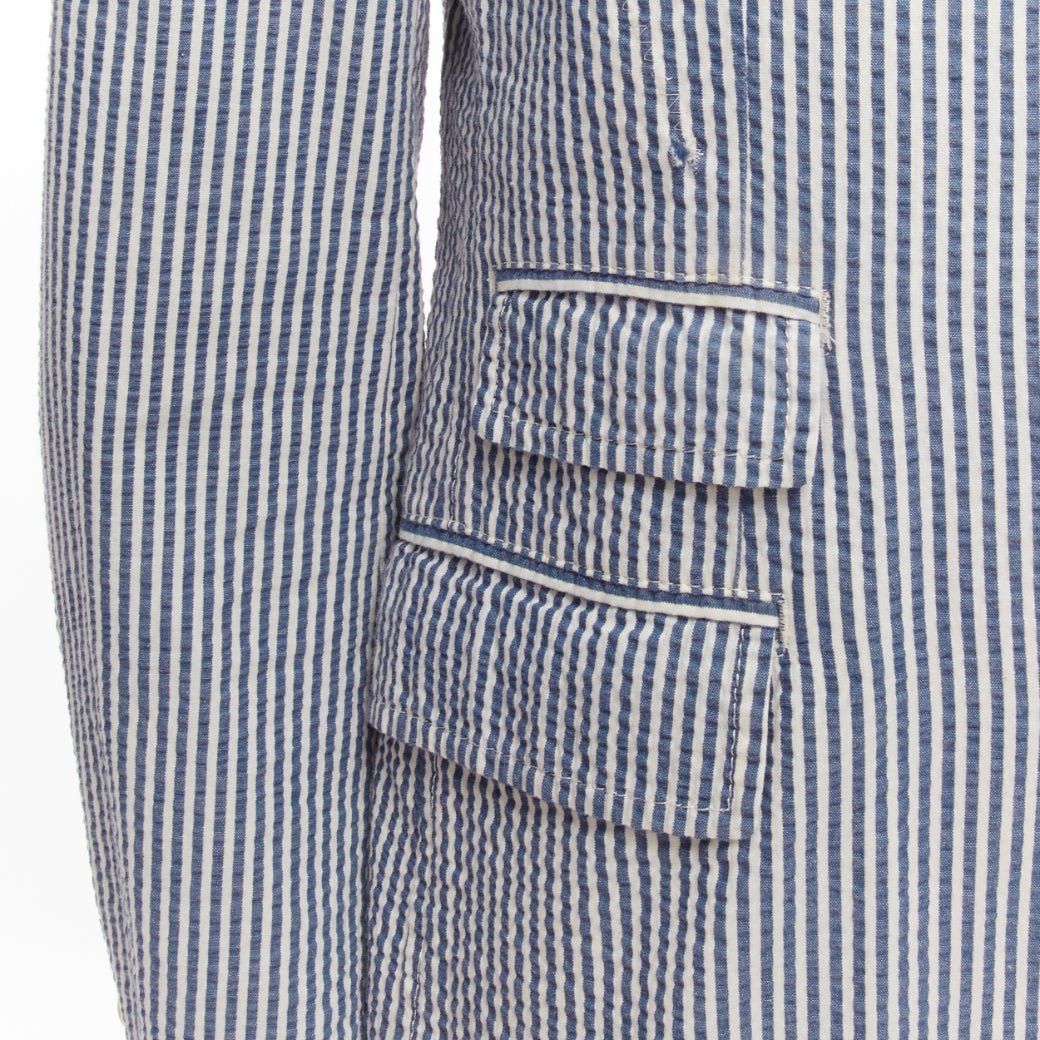 Junya Watanabe JUNYA WATANABE MAN 2013 blue white striped seersucker cotton casual blazer jacket S Size 46R - 7 Thumbnail