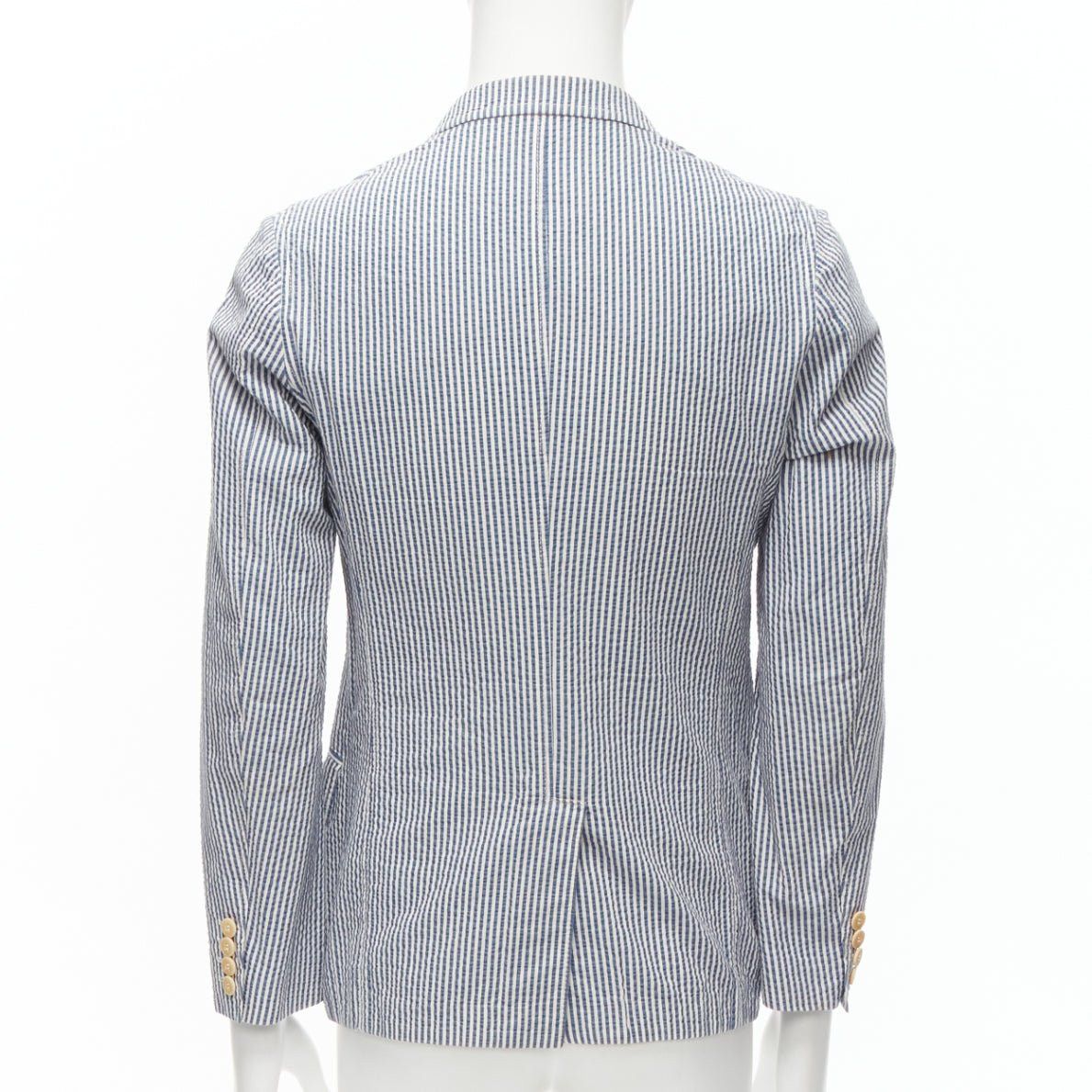 Junya Watanabe JUNYA WATANABE MAN 2013 blue white striped seersucker cotton casual blazer jacket S Size 46R - 5 Thumbnail