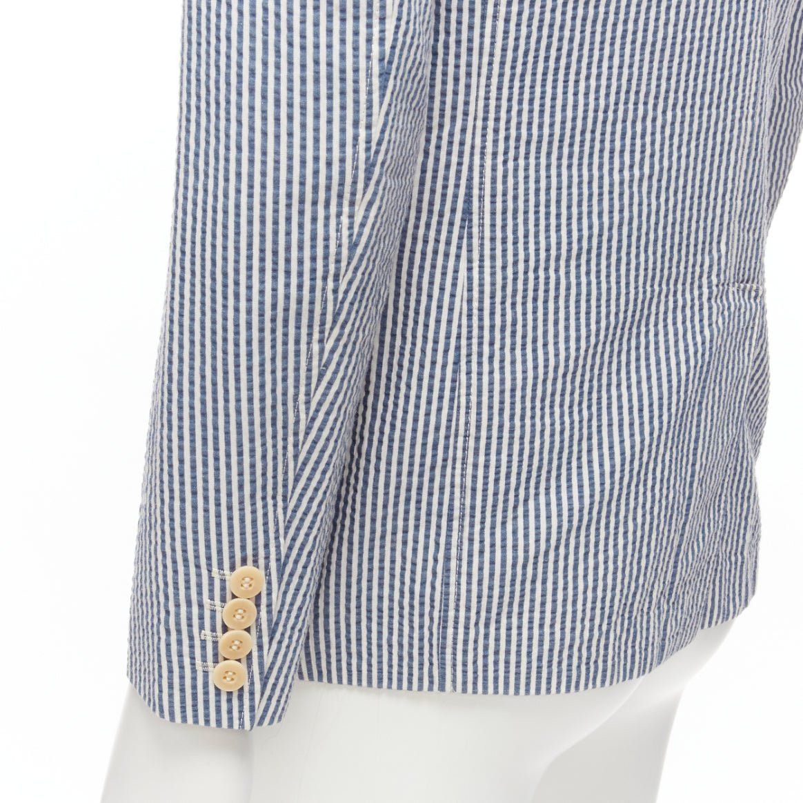 Junya Watanabe JUNYA WATANABE MAN 2013 blue white striped seersucker cotton casual blazer jacket S Size 46R - 8 Thumbnail
