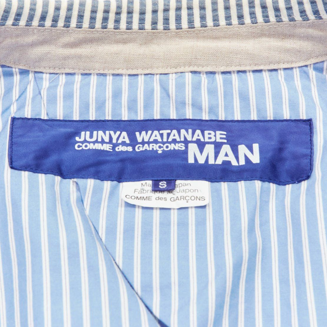Junya Watanabe JUNYA WATANABE MAN 2013 blue white striped seersucker cotton casual blazer jacket S Size 46R - 9 Thumbnail