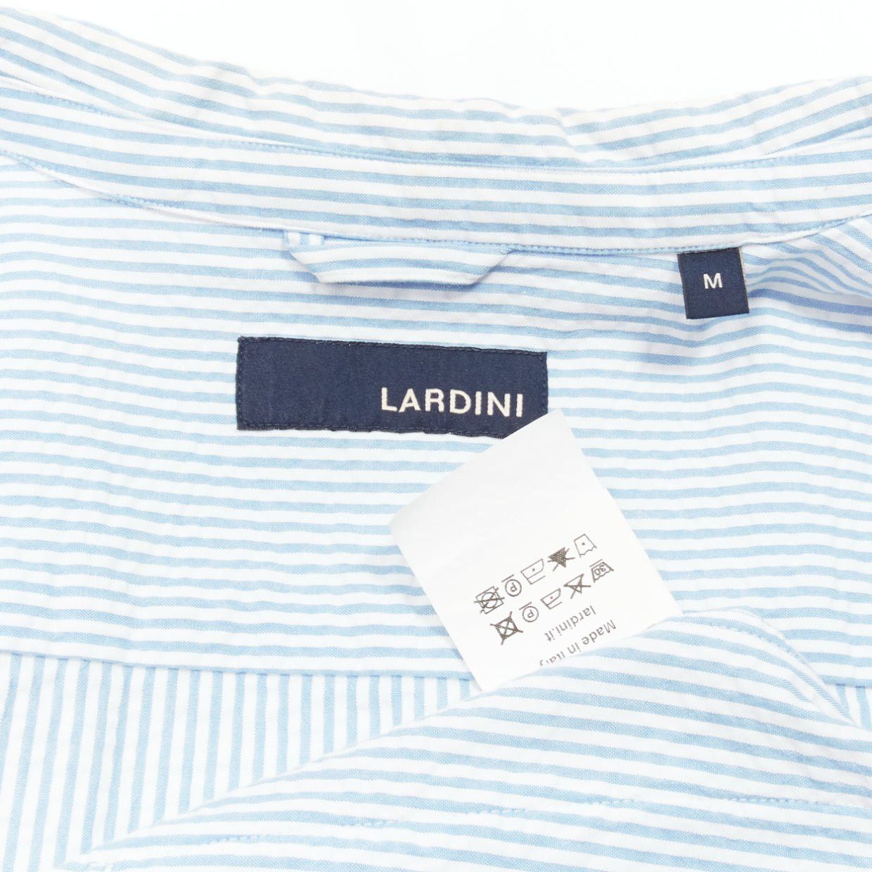 Lardini LARDINI blue white stripe seersucker brown shell 2 button blazer M Size 48R - 8 Thumbnail
