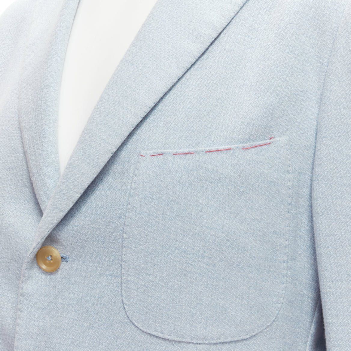 Isaia new ISAIA Dustin 100% cotton light blue topstitch collar 3 pockets blazer IT50 L Size 50R - 7 Thumbnail