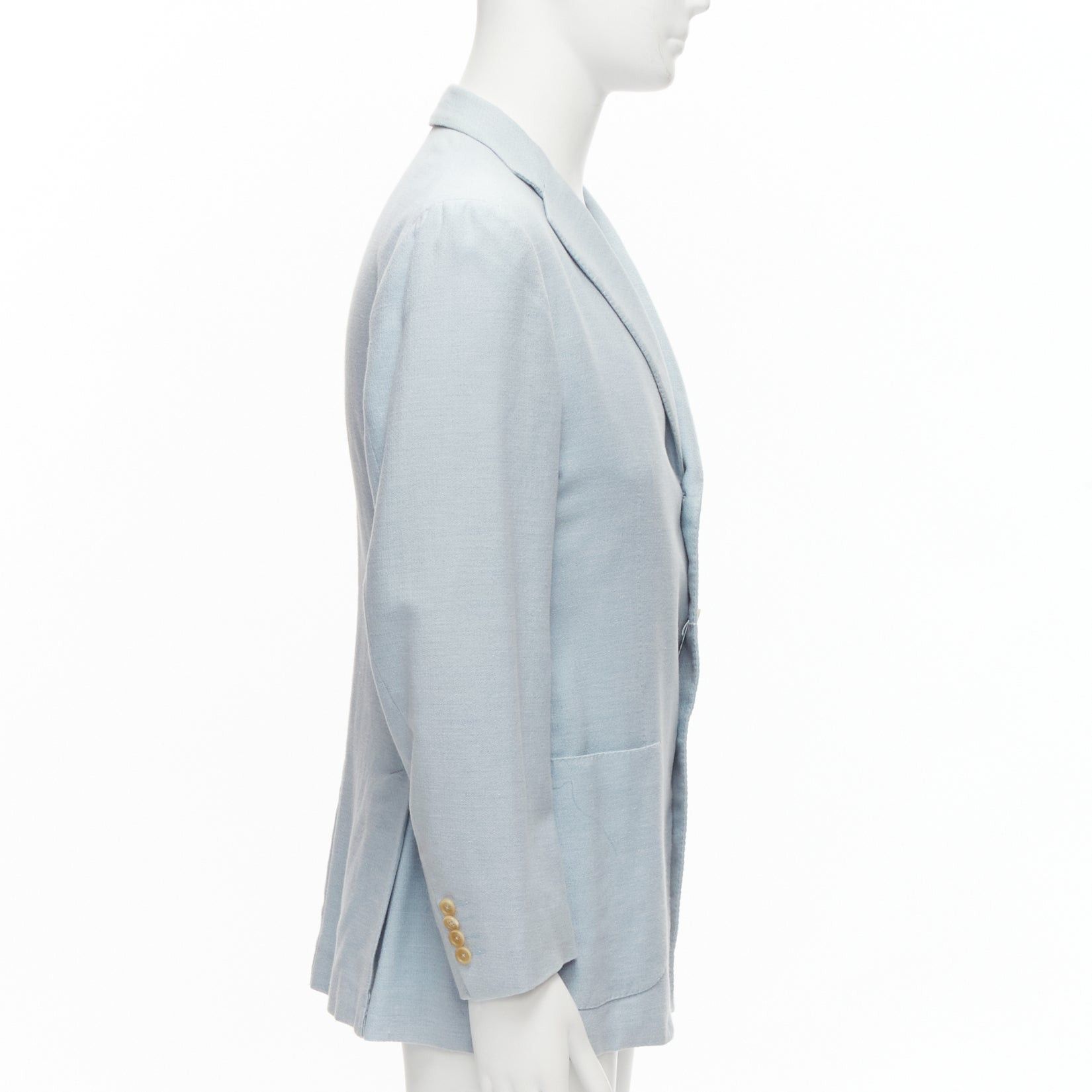 Isaia new ISAIA Dustin 100% cotton light blue topstitch collar 3 pockets blazer IT50 L Size 50R - 4 Thumbnail