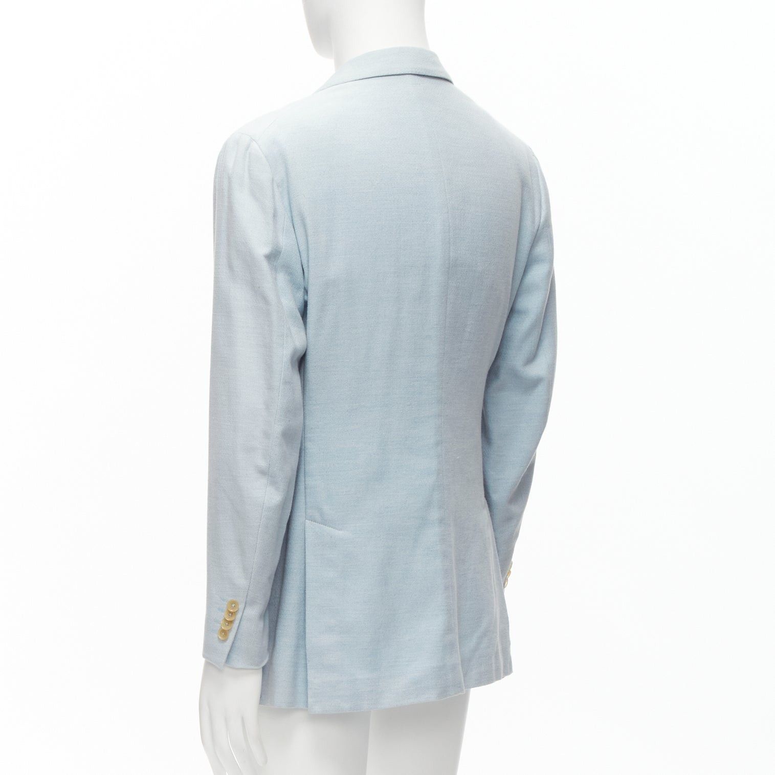 Isaia new ISAIA Dustin 100% cotton light blue topstitch collar 3 pockets blazer IT50 L Size 50R - 6 Thumbnail