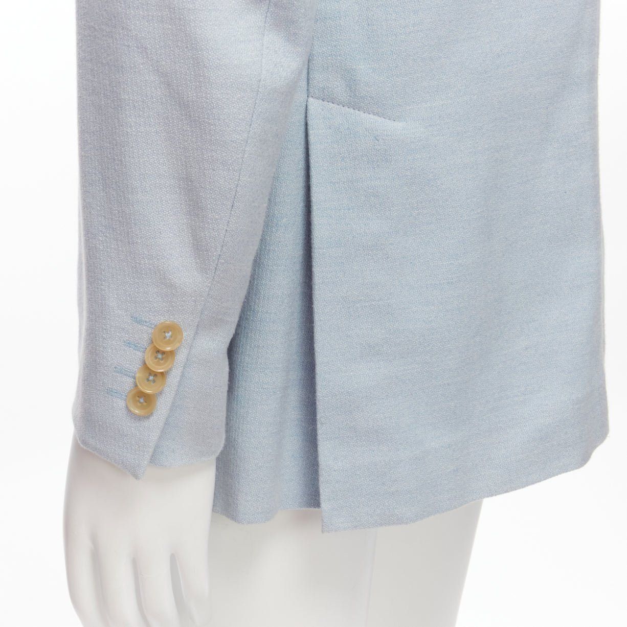 Isaia new ISAIA Dustin 100% cotton light blue topstitch collar 3 pockets blazer IT50 L Size 50R - 2 Thumbnail