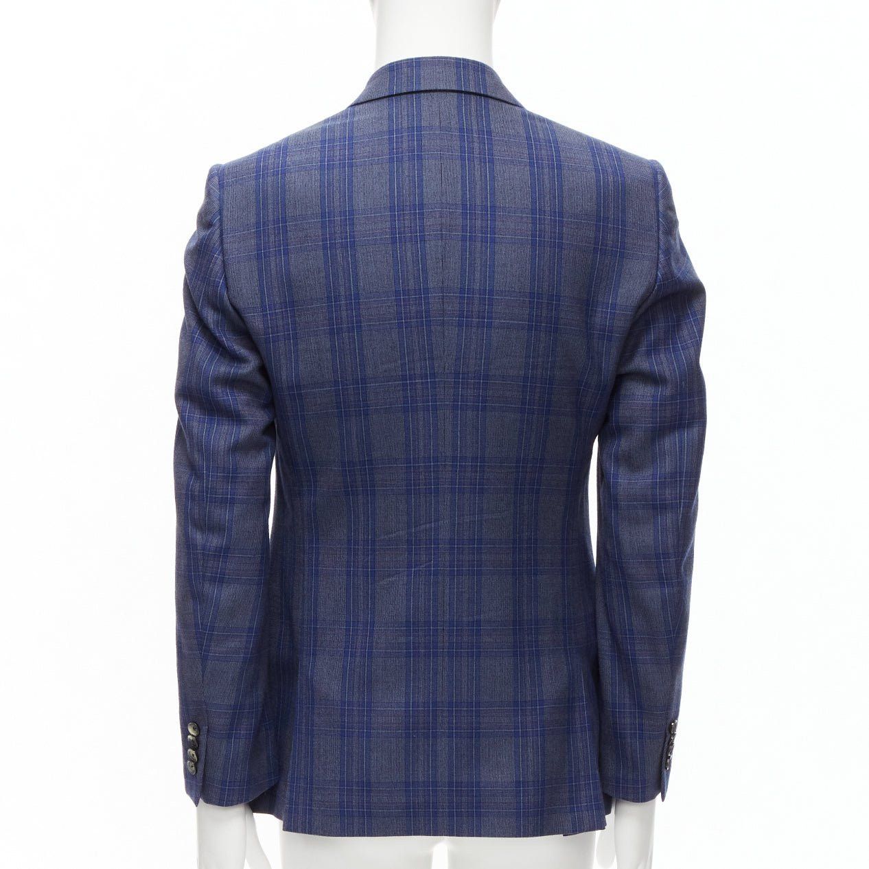 Alexander McQueen ALEXANDER MCQUEEN 2014 navy blue check wool double breasted blazer IT48 M Size 48R - 5 Thumbnail