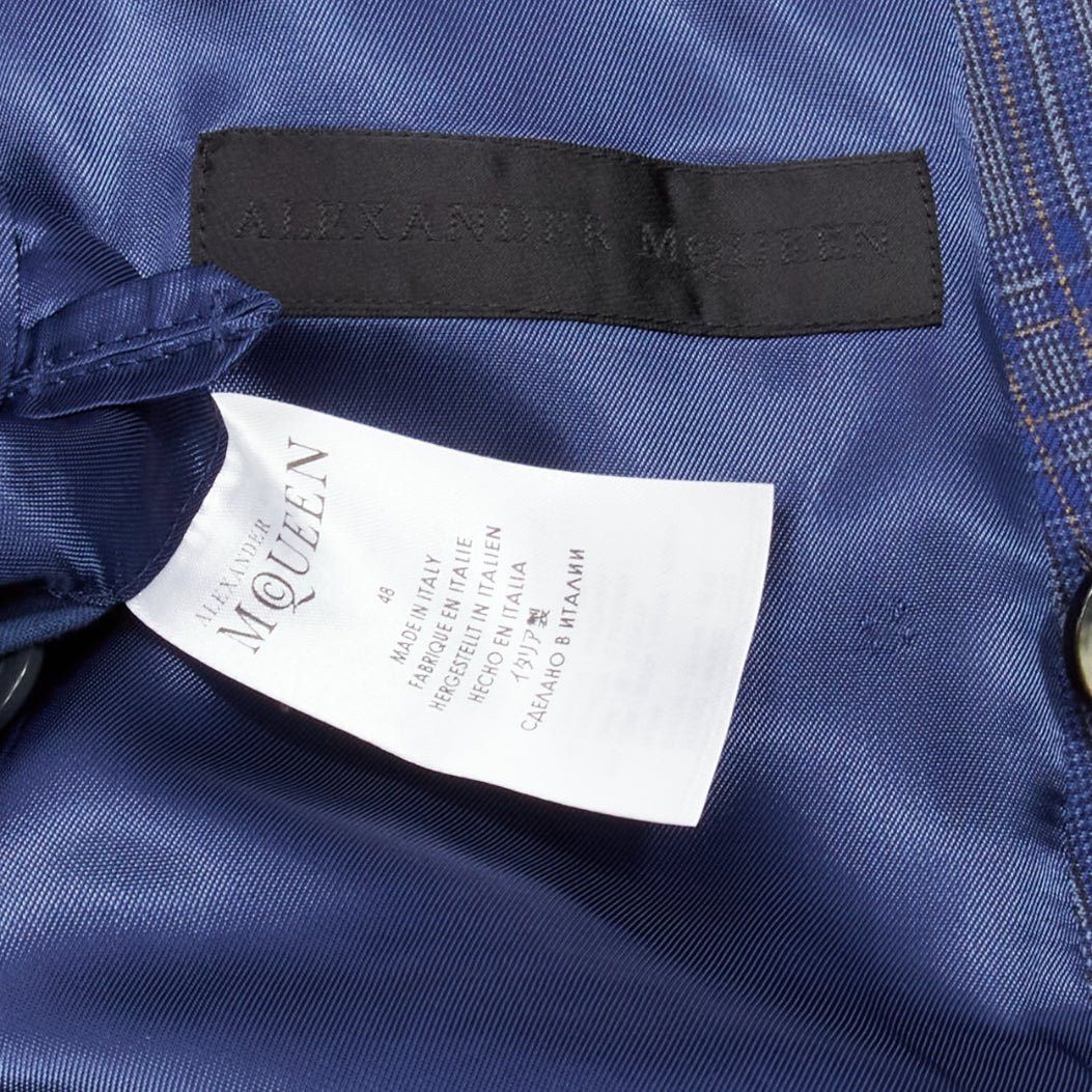Alexander McQueen ALEXANDER MCQUEEN 2014 navy blue check wool double breasted blazer IT48 M Size 48R - 8 Thumbnail