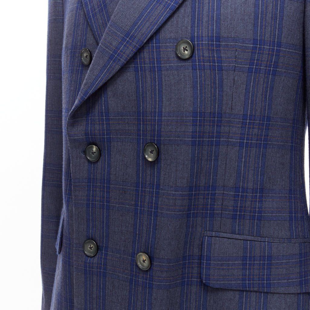 Alexander McQueen ALEXANDER MCQUEEN 2014 navy blue check wool double breasted blazer IT48 M Size 48R - 2 Thumbnail