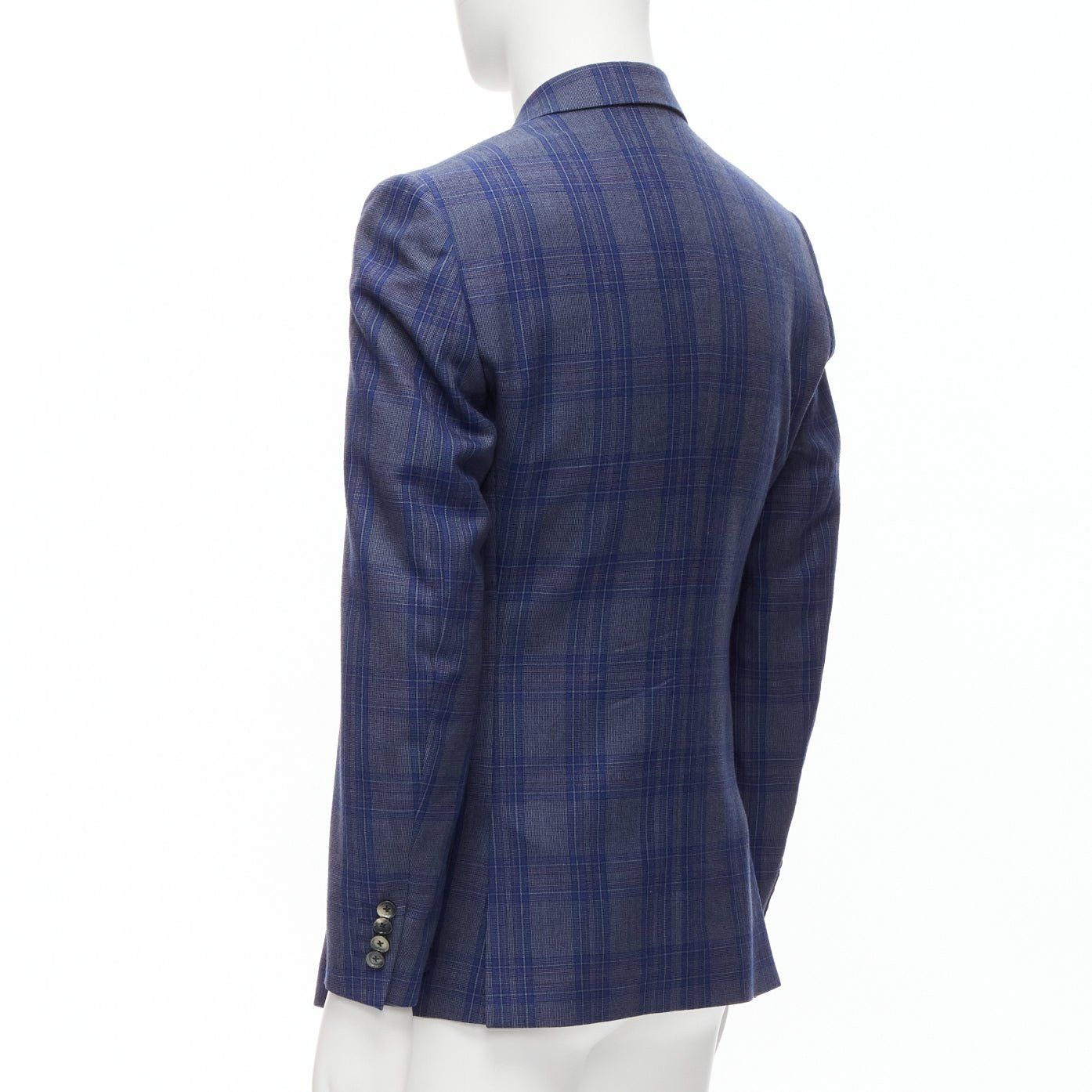 Alexander McQueen ALEXANDER MCQUEEN 2014 navy blue check wool double breasted blazer IT48 M Size 48R - 6 Thumbnail