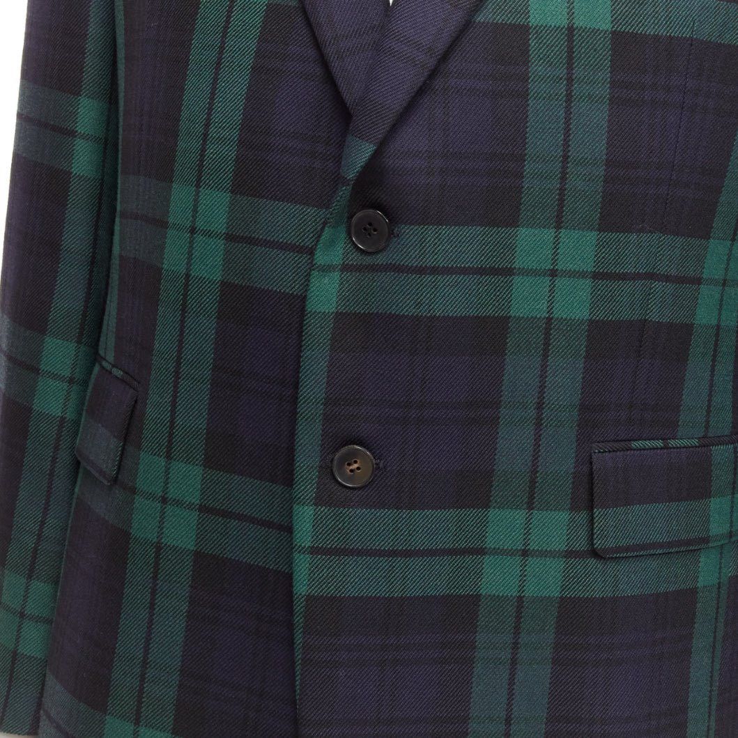 Valentino VALENTINO 100% virgin wool green blue check preppy schoolboy blazer IT50 L Size 50R - 7 Thumbnail