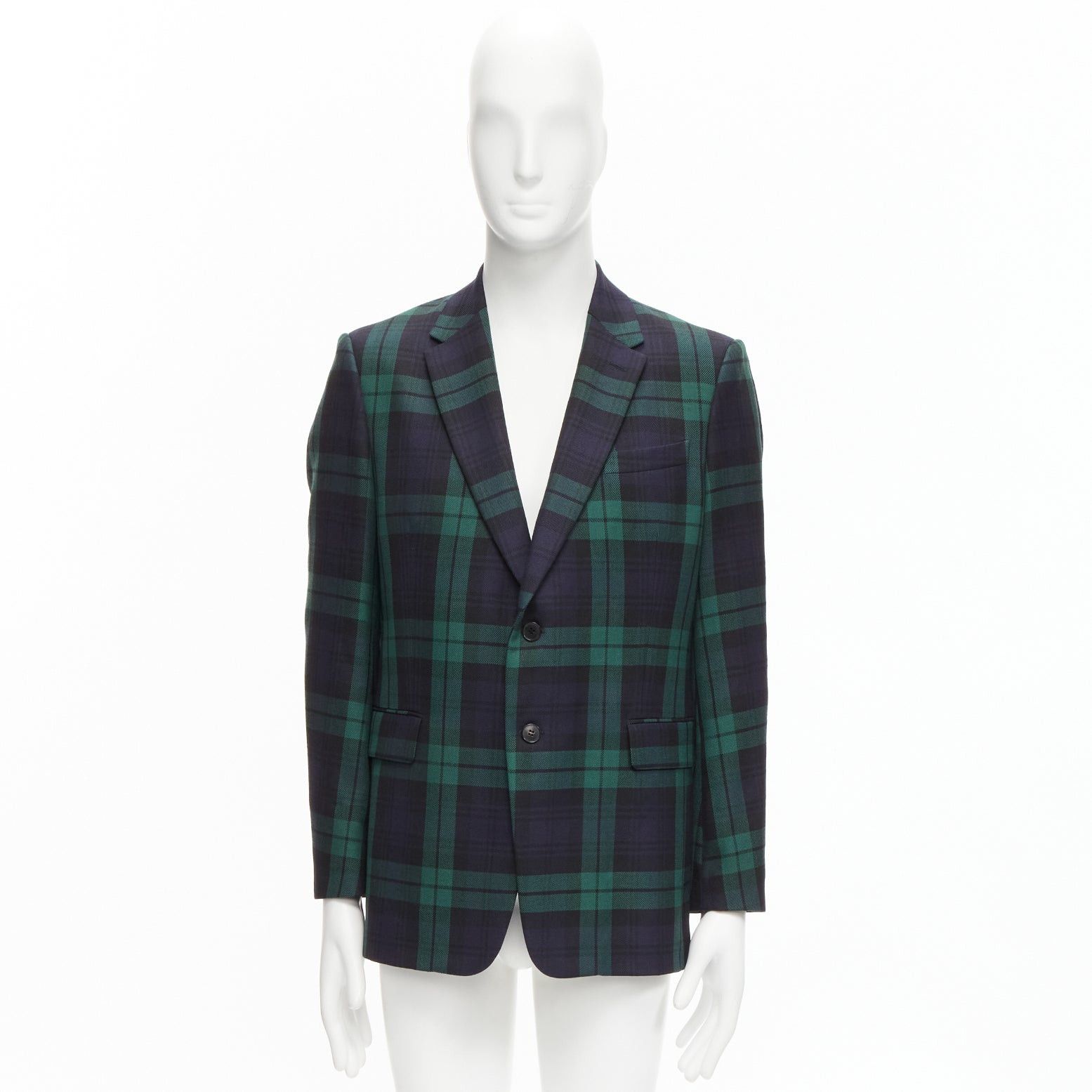 Valentino VALENTINO 100% virgin wool green blue check preppy schoolboy blazer IT50 L Size 50R - 9 Thumbnail