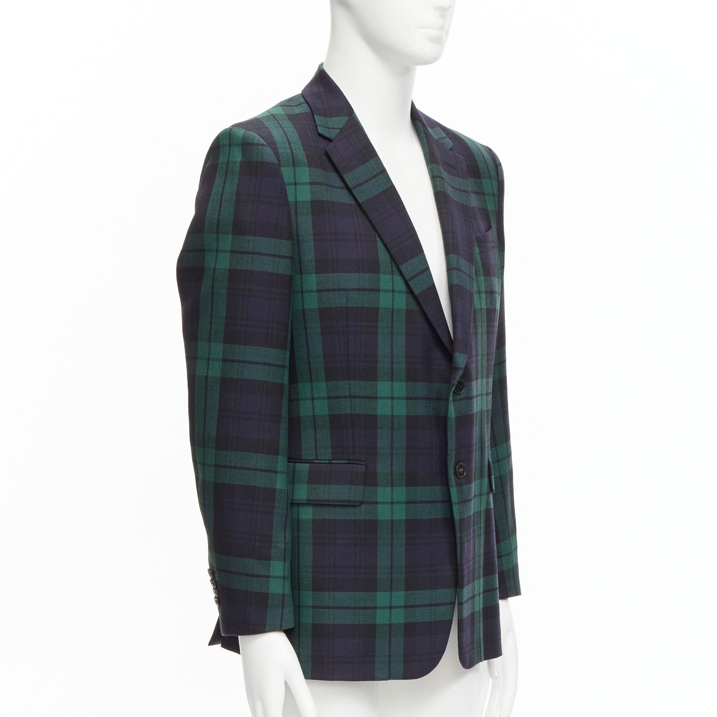 Valentino VALENTINO 100% virgin wool green blue check preppy schoolboy blazer IT50 L Size 50R - 3 Thumbnail