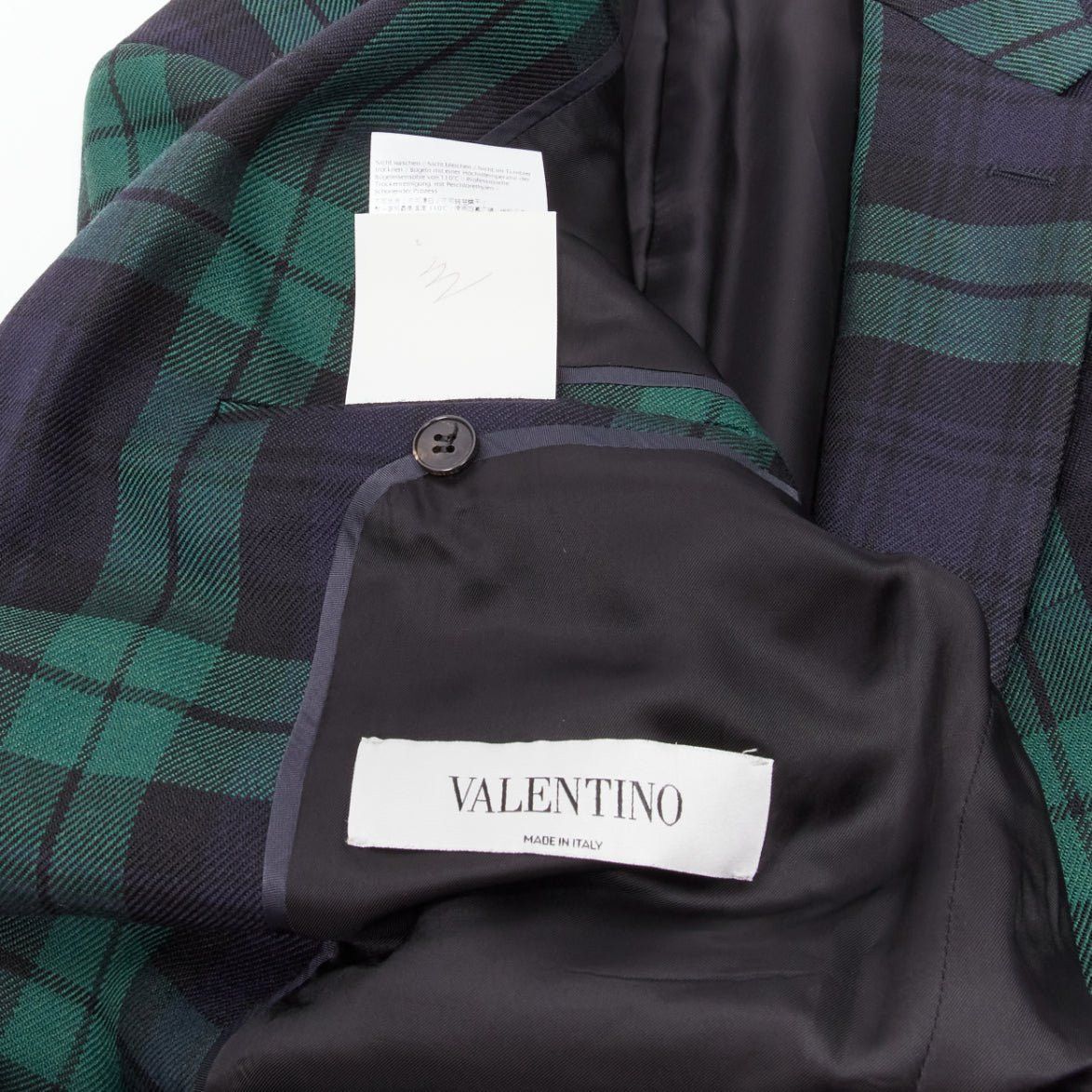 Valentino VALENTINO 100% virgin wool green blue check preppy schoolboy blazer IT50 L Size 50R - 8 Thumbnail