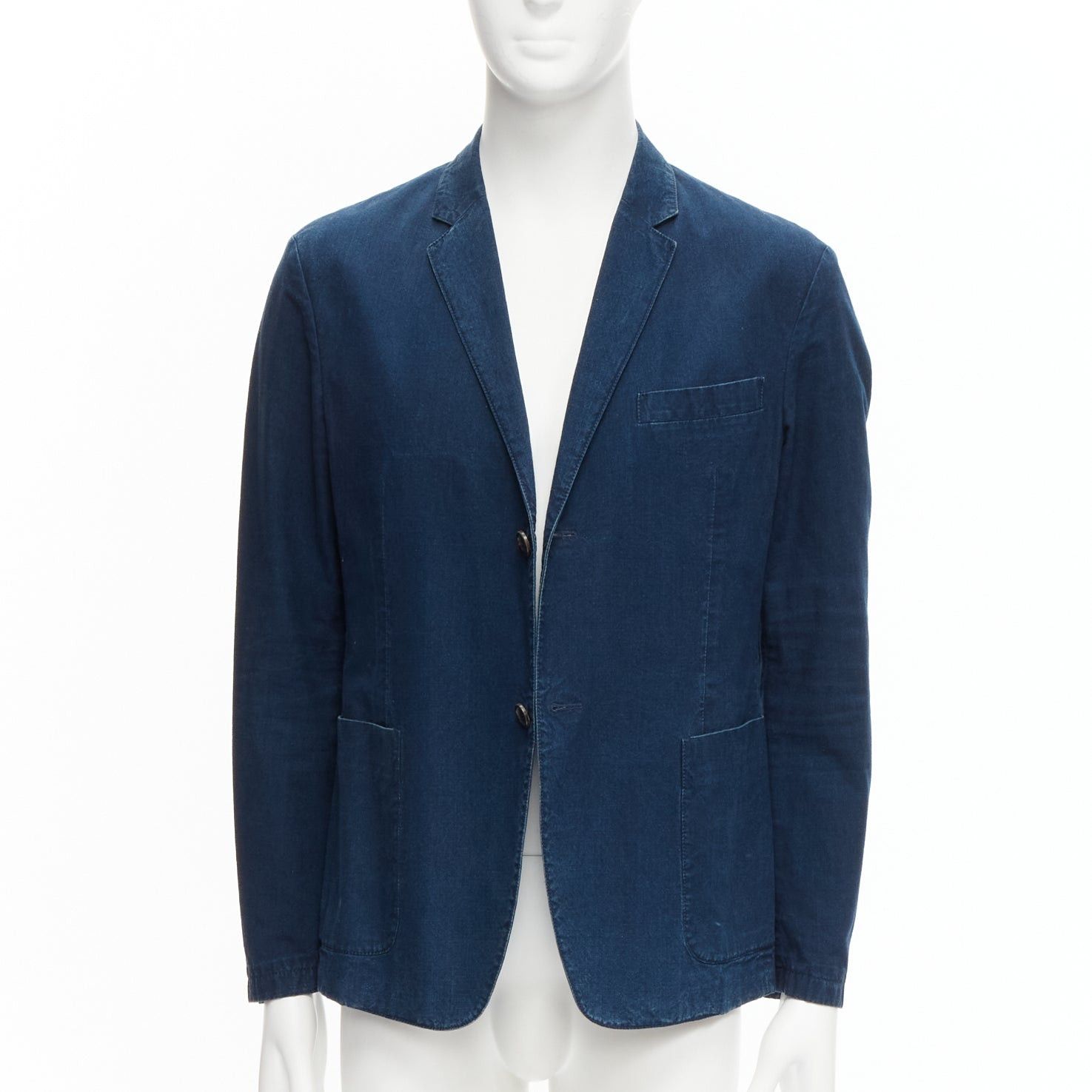 Prada PRADA 2013 dark blue cotton denim minimal single breast blazer jacket IT50 L Size 50R - 3 Thumbnail