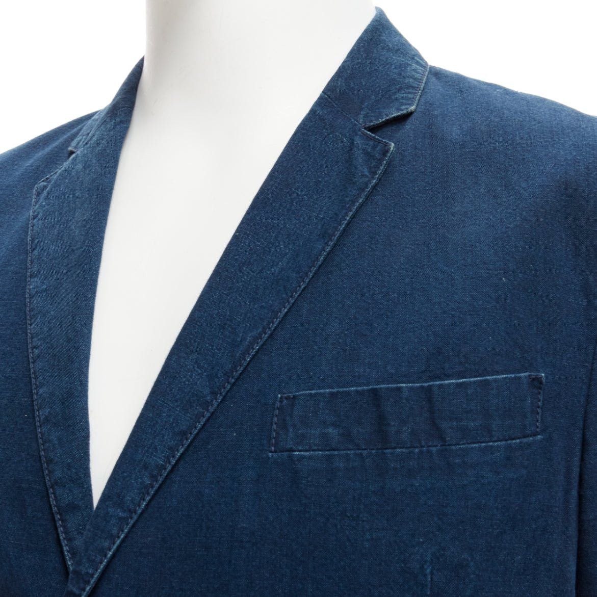 Prada PRADA 2013 dark blue cotton denim minimal single breast blazer jacket IT50 L Size 50R - 8 Thumbnail