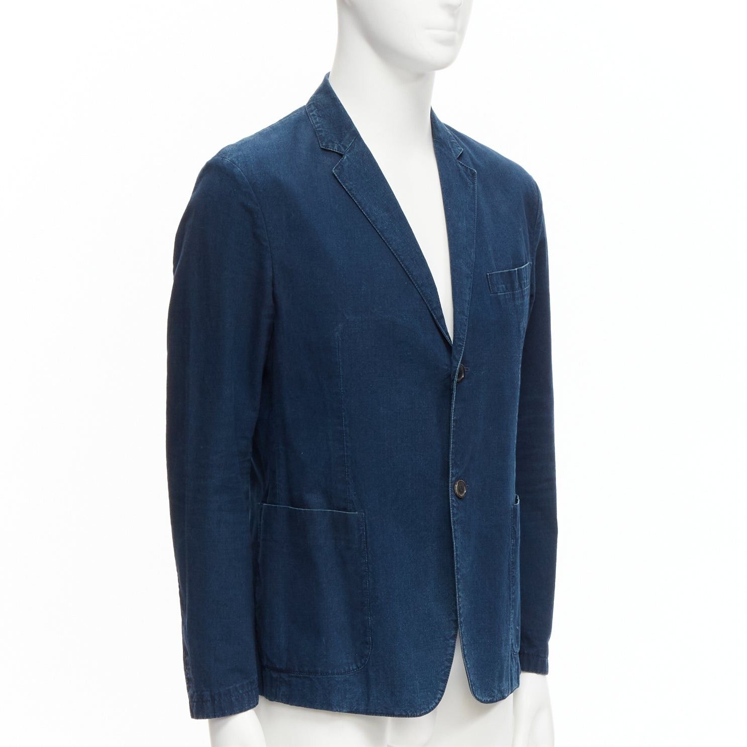 Prada PRADA 2013 dark blue cotton denim minimal single breast blazer jacket IT50 L Size 50R - 4 Thumbnail