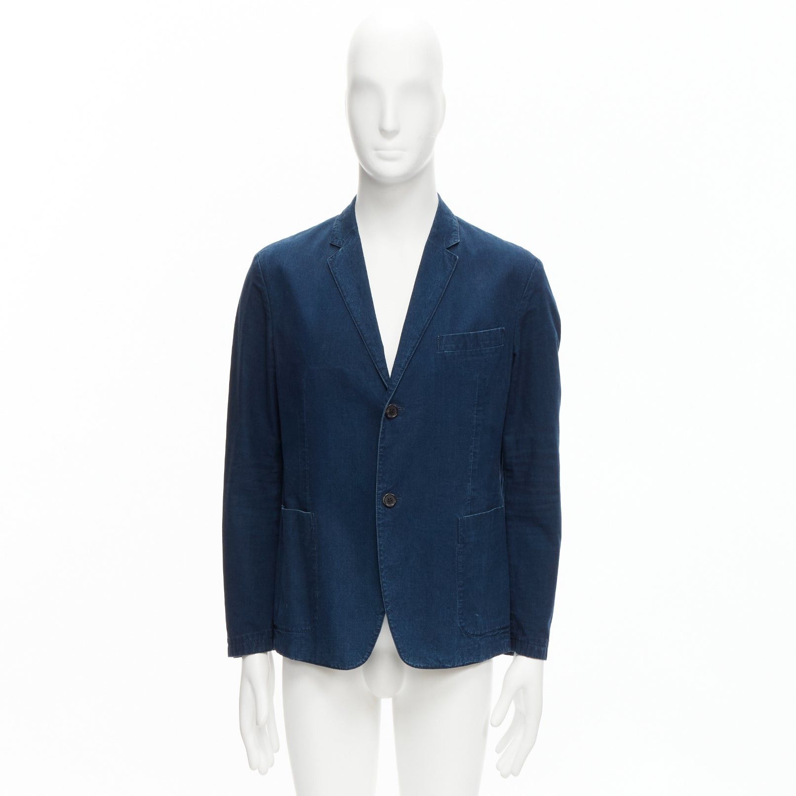 Prada PRADA 2013 dark blue cotton denim minimal single breast blazer jacket IT50 L Size 50R - 10 Thumbnail