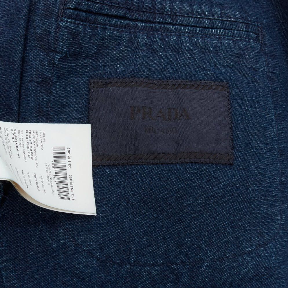 Prada PRADA 2013 dark blue cotton denim minimal single breast blazer jacket IT50 L Size 50R - 9 Thumbnail