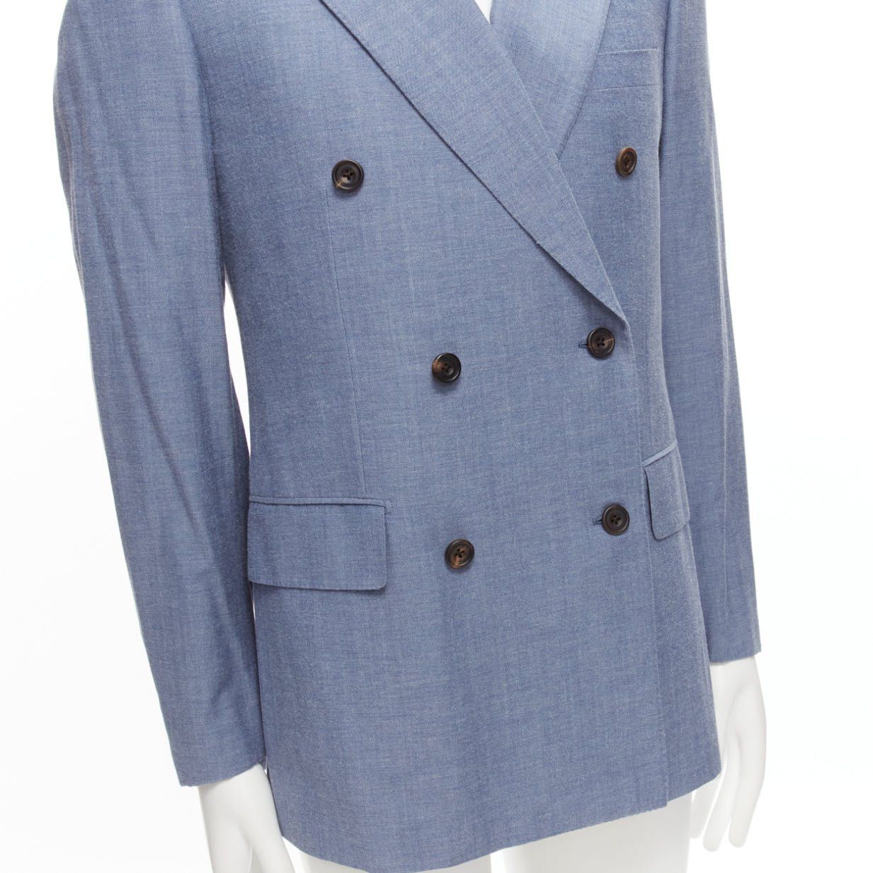 Other KINGSMAN blue wool cotton double breasted blazer jacket IT50 L Size 50R - 2 Thumbnail