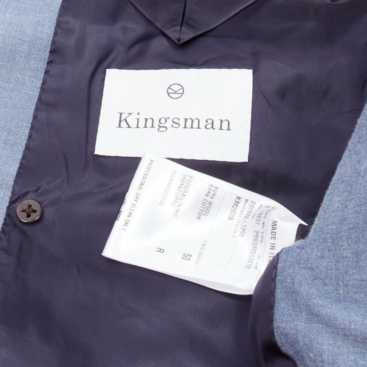 Other KINGSMAN blue wool cotton double breasted blazer jacket IT50 L Size 50R - 8 Thumbnail