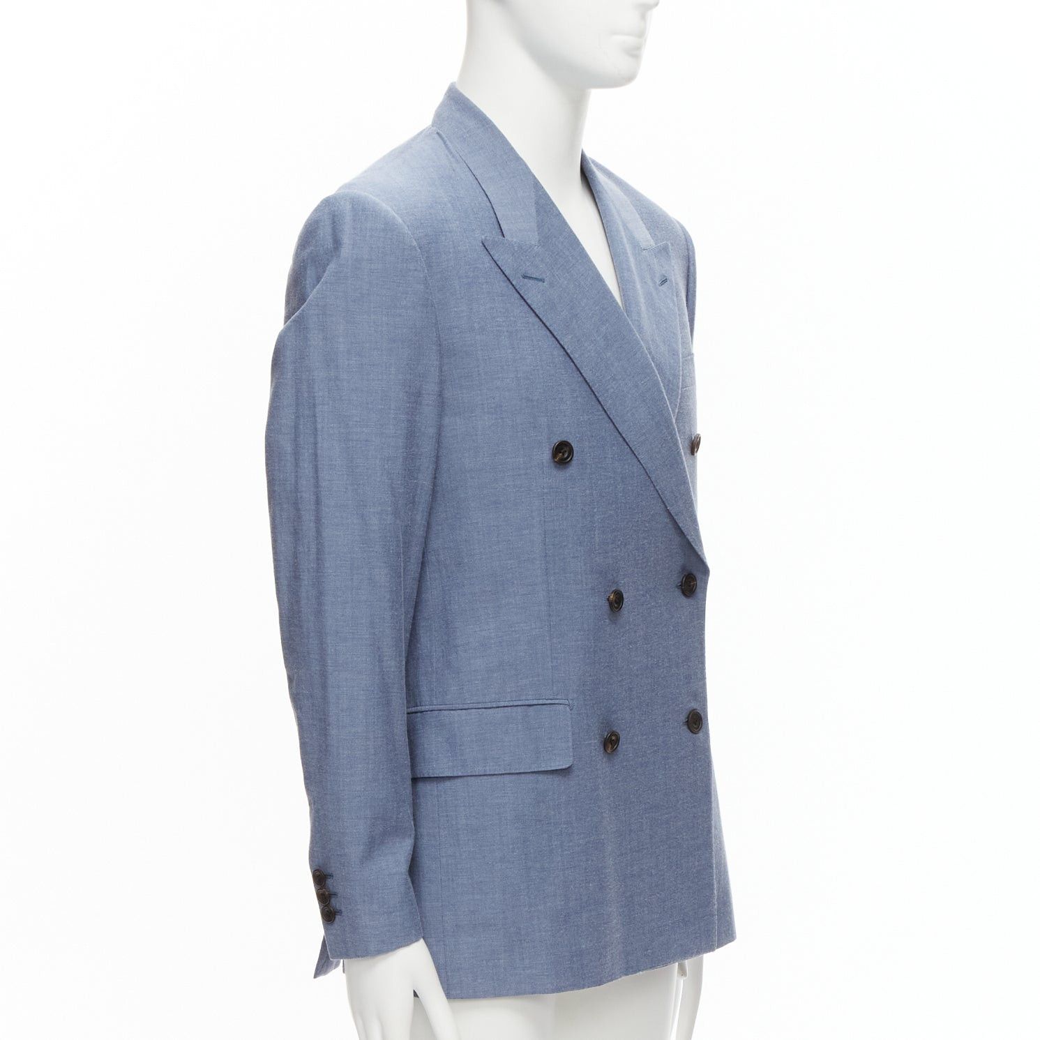 Other KINGSMAN blue wool cotton double breasted blazer jacket IT50 L Size 50R - 3 Thumbnail