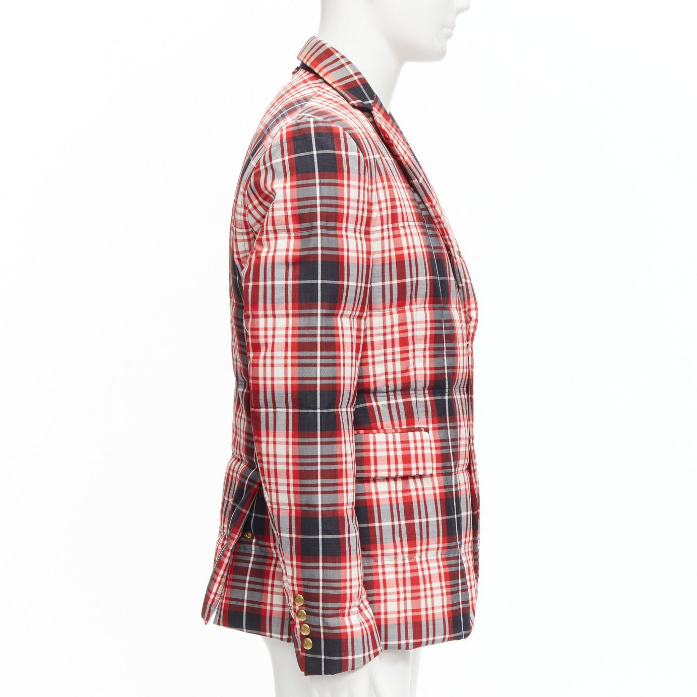 Moncler MONCLER GAMME BLEU Giacca red black check down puffer blazer Sz 3 L Size US L / EU 52-54 / 3 - 4 Thumbnail