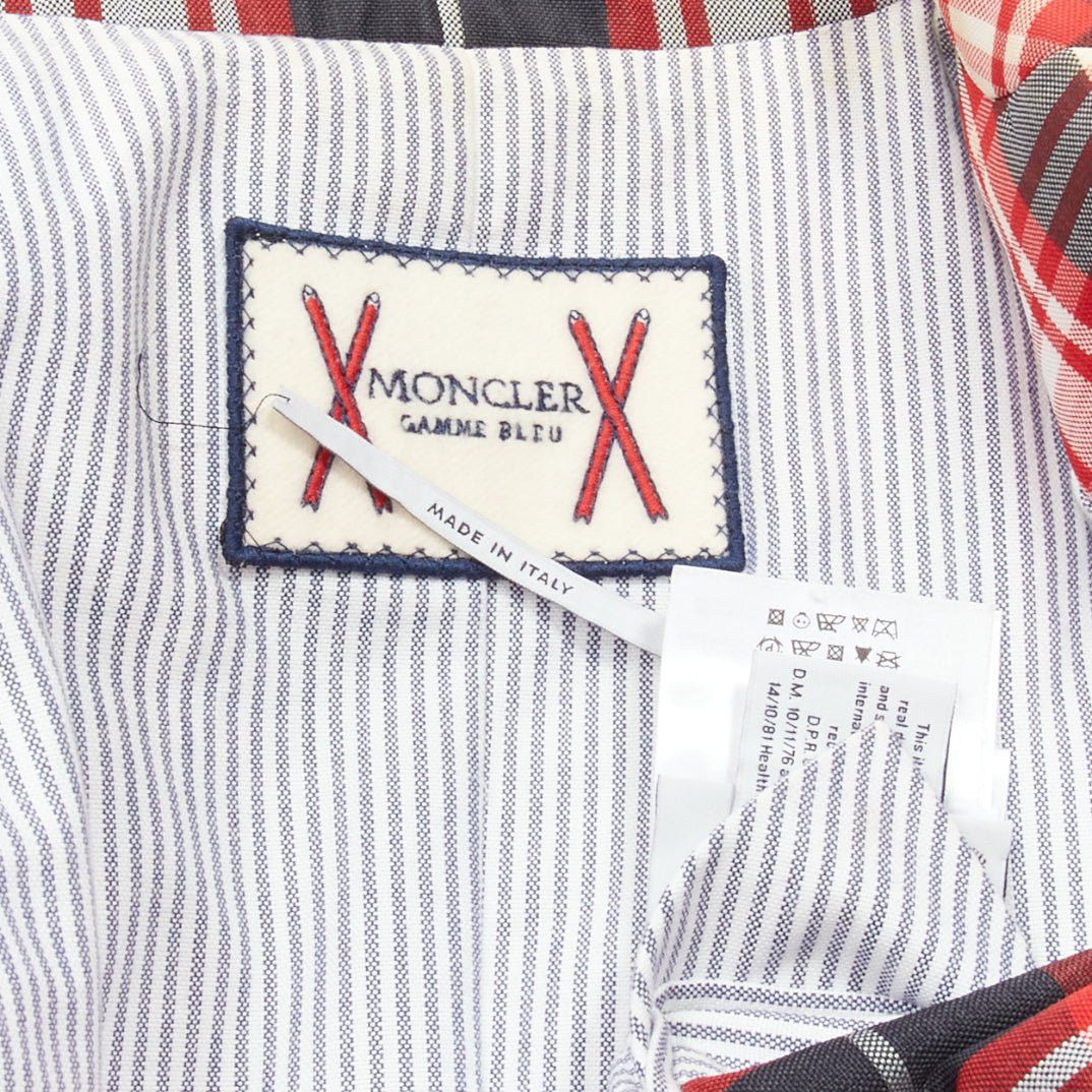Moncler MONCLER GAMME BLEU Giacca red black check down puffer blazer Sz 3 L Size US L / EU 52-54 / 3 - 8 Thumbnail