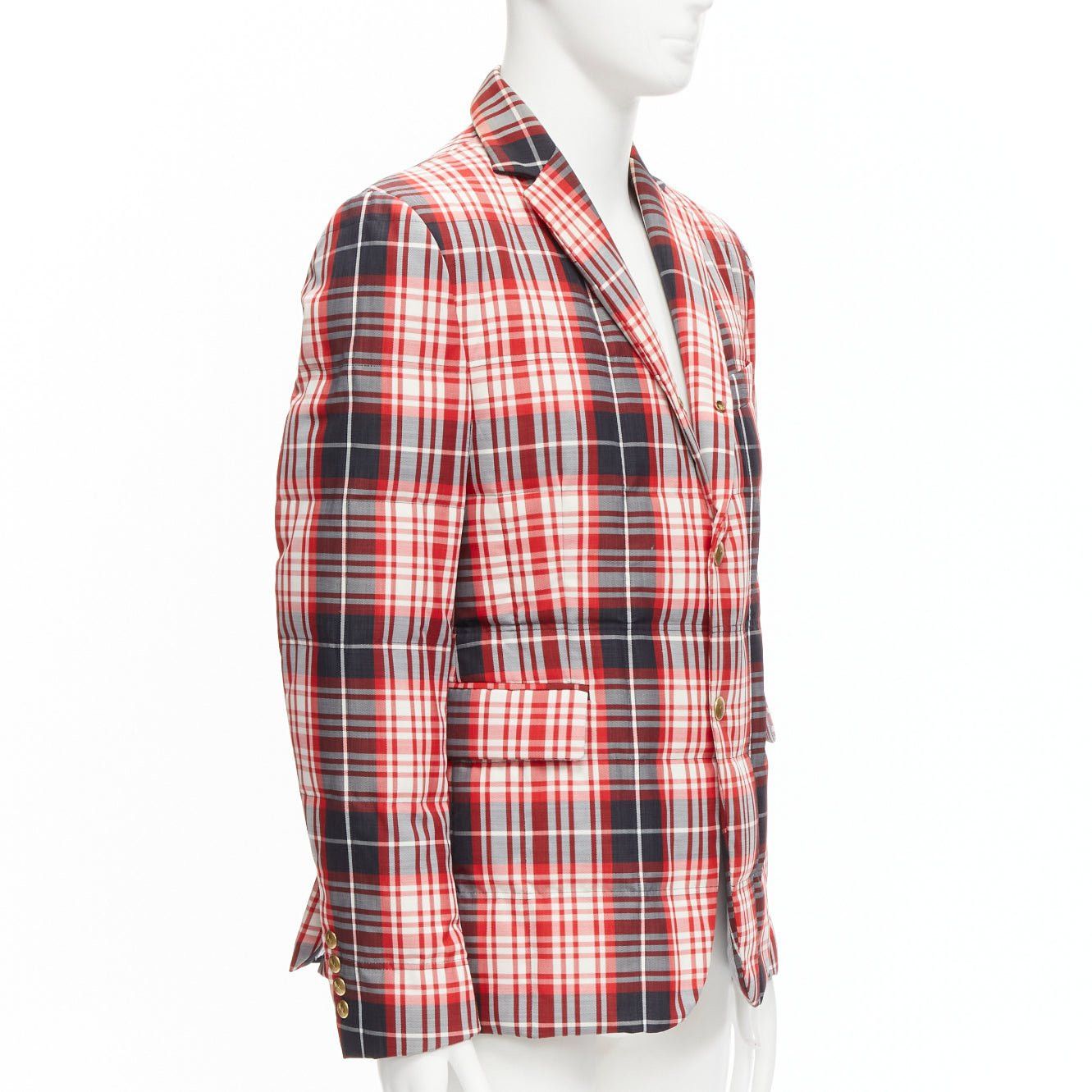 Moncler MONCLER GAMME BLEU Giacca red black check down puffer blazer Sz 3 L Size US L / EU 52-54 / 3 - 3 Thumbnail