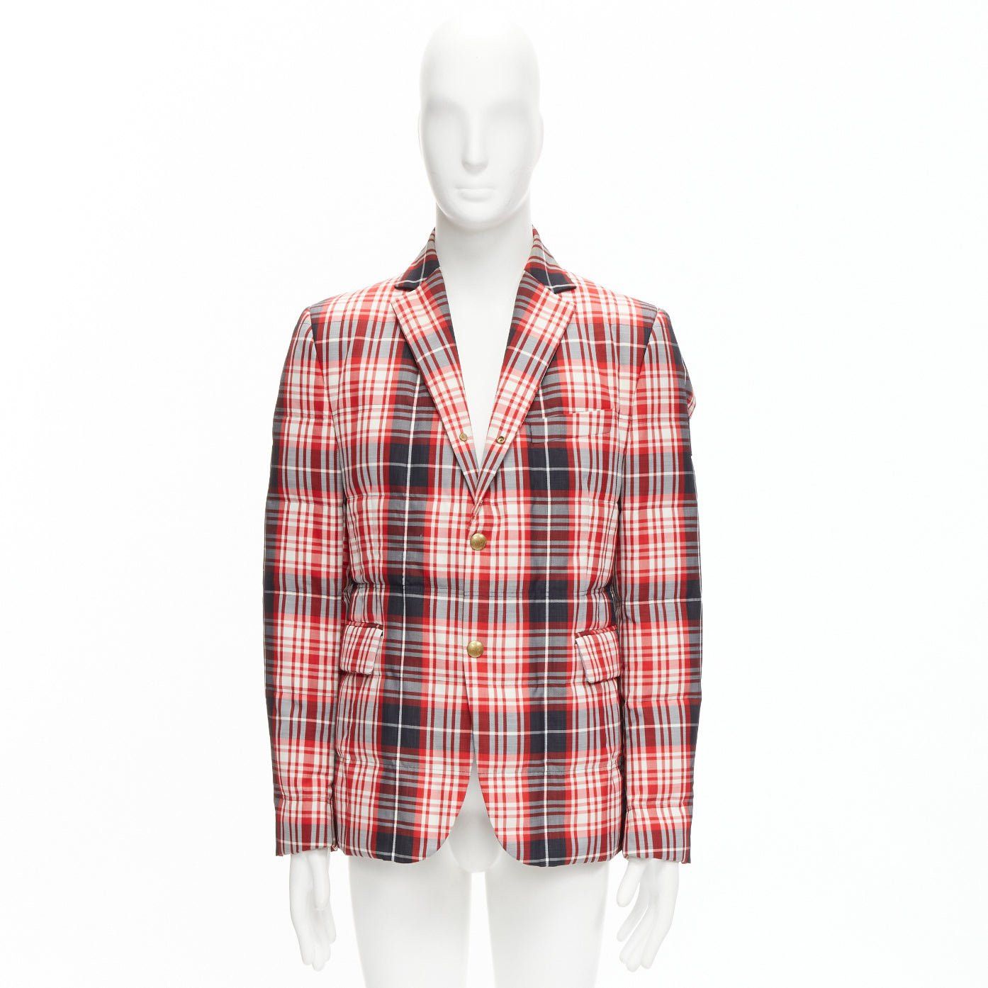 Moncler MONCLER GAMME BLEU Giacca red black check down puffer blazer Sz 3 L Size US L / EU 52-54 / 3 - 9 Thumbnail