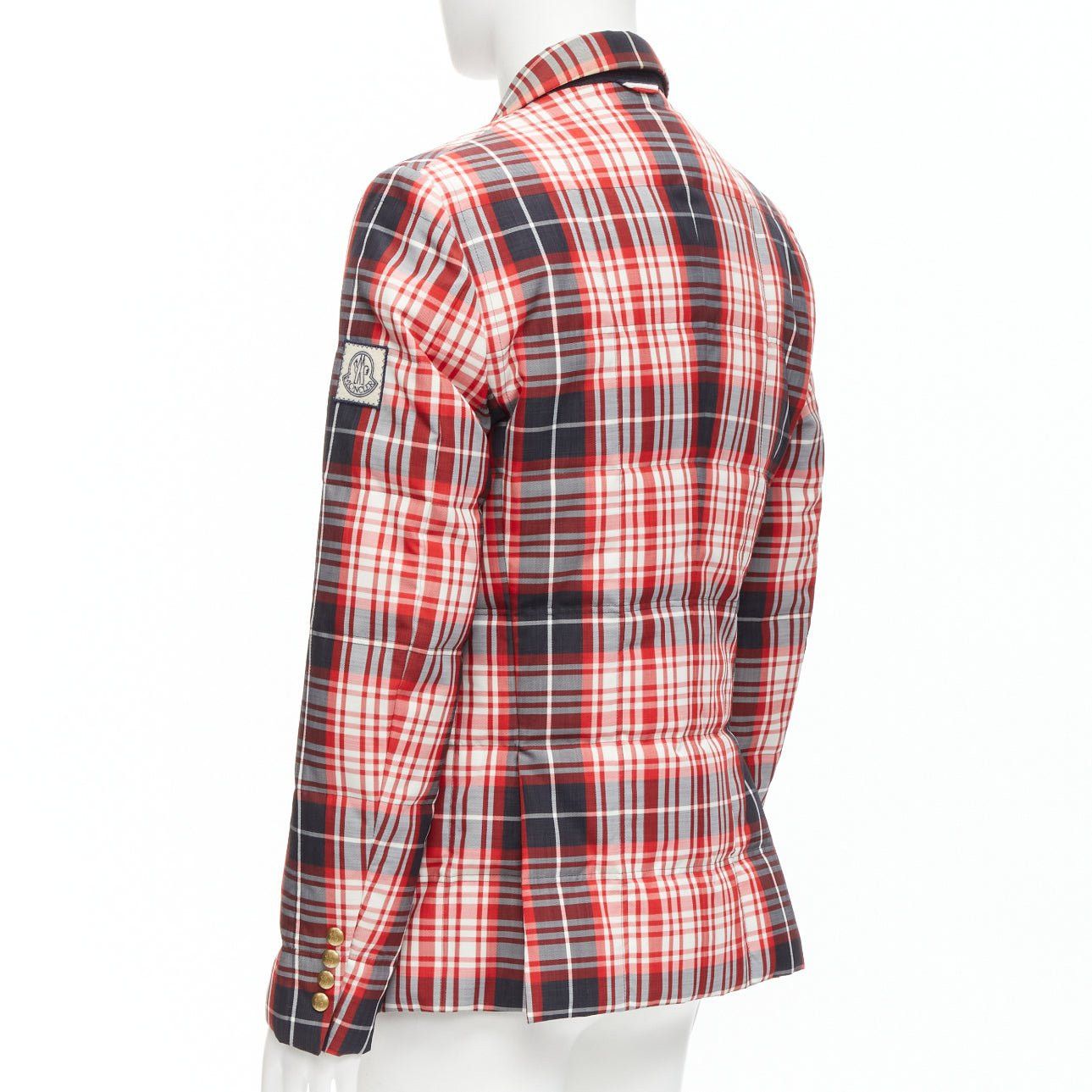 Moncler MONCLER GAMME BLEU Giacca red black check down puffer blazer Sz 3 L Size US L / EU 52-54 / 3 - 6 Thumbnail
