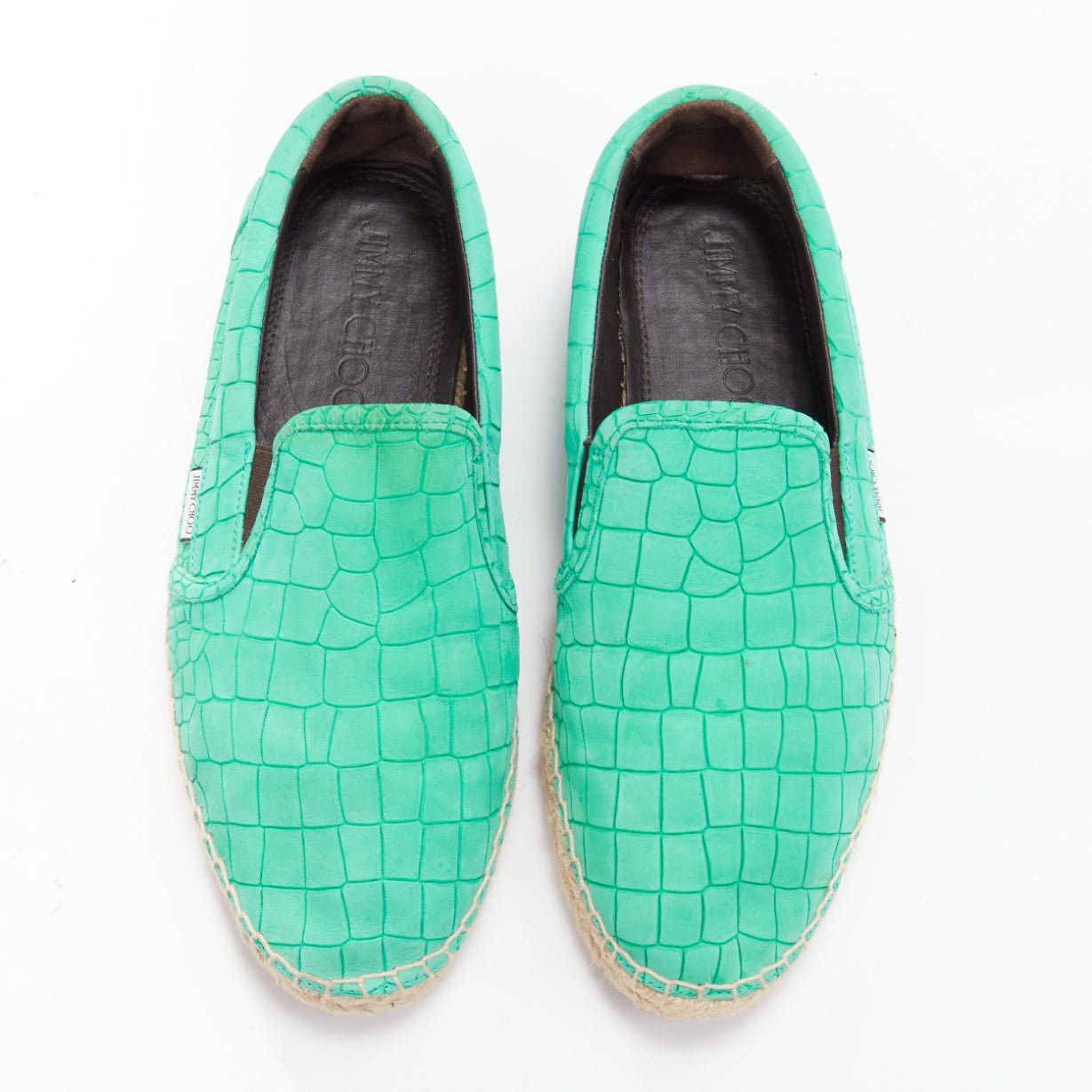 Jimmy Choo JIMMY CHOO Vlad mint green embossed scaled leather espadrilles EU42 Size US 9 / EU 42 - 2 Thumbnail