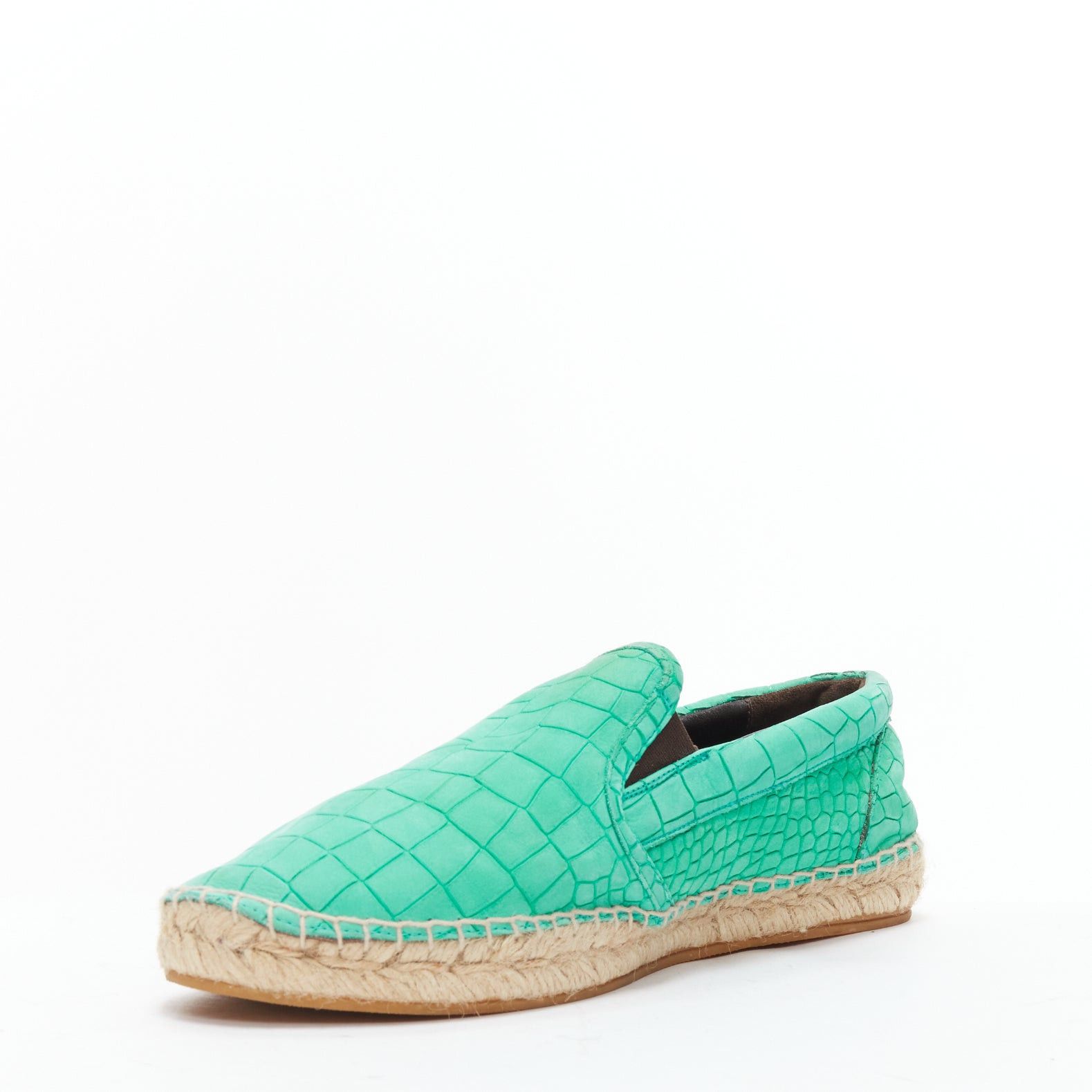 Jimmy Choo JIMMY CHOO Vlad mint green embossed scaled leather espadrilles EU42 Size US 9 / EU 42 - 4 Thumbnail