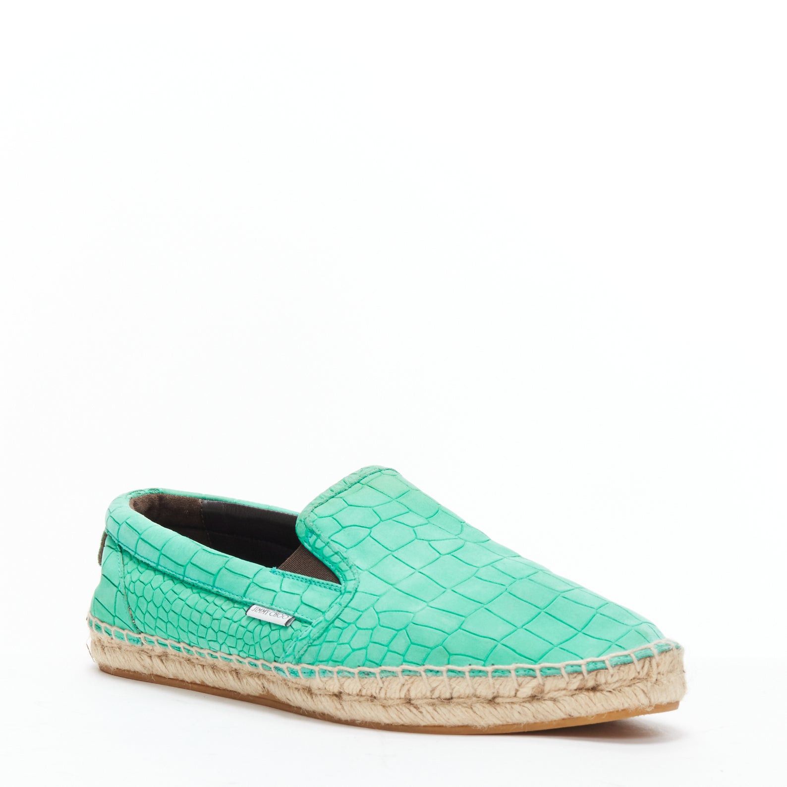 Jimmy Choo JIMMY CHOO Vlad mint green embossed scaled leather espadrilles EU42 Size US 9 / EU 42 - 3 Thumbnail
