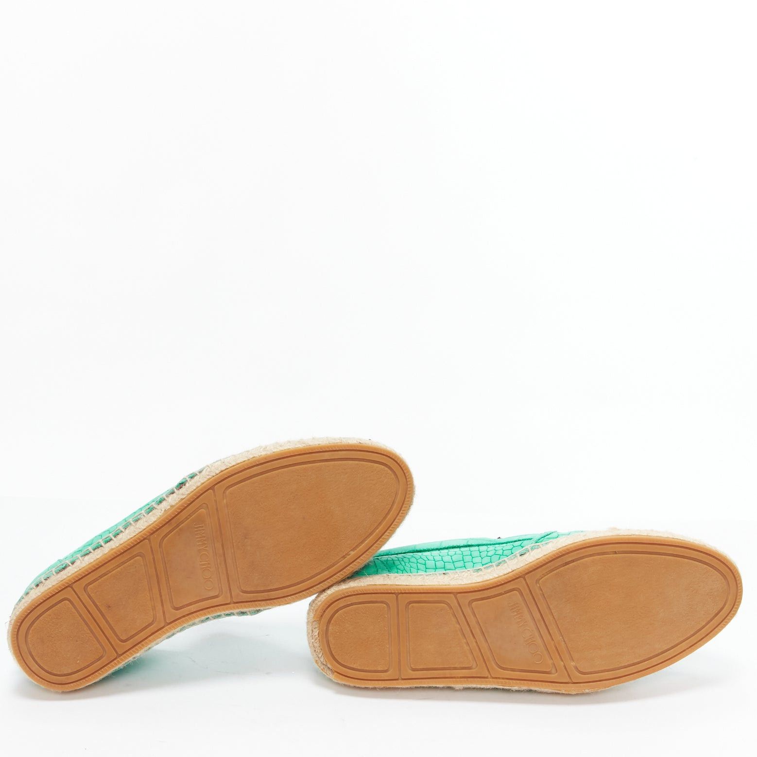 Jimmy Choo JIMMY CHOO Vlad mint green embossed scaled leather espadrilles EU42 Size US 9 / EU 42 - 10 Thumbnail
