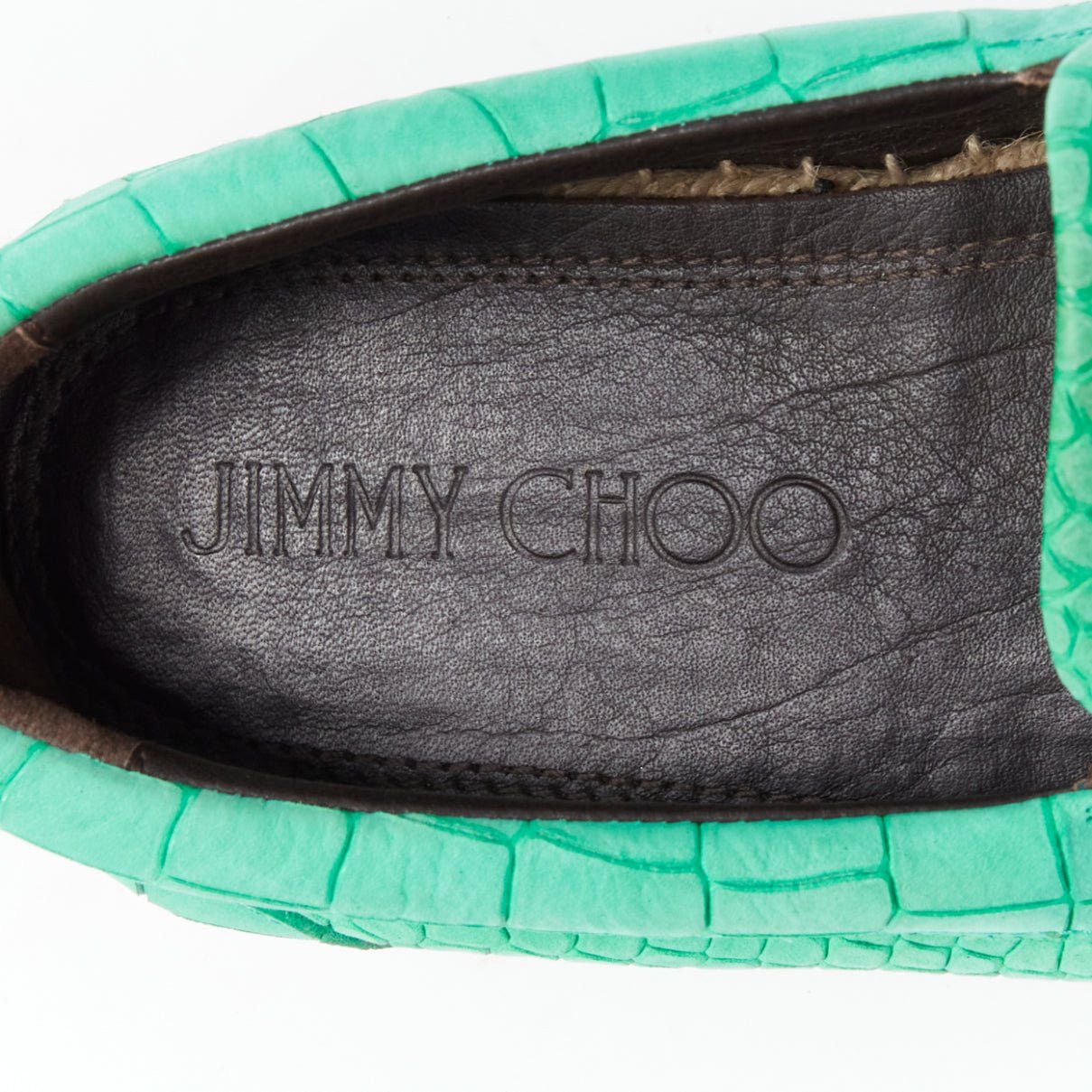 Jimmy Choo JIMMY CHOO Vlad mint green embossed scaled leather espadrilles EU42 Size US 9 / EU 42 - 9 Thumbnail