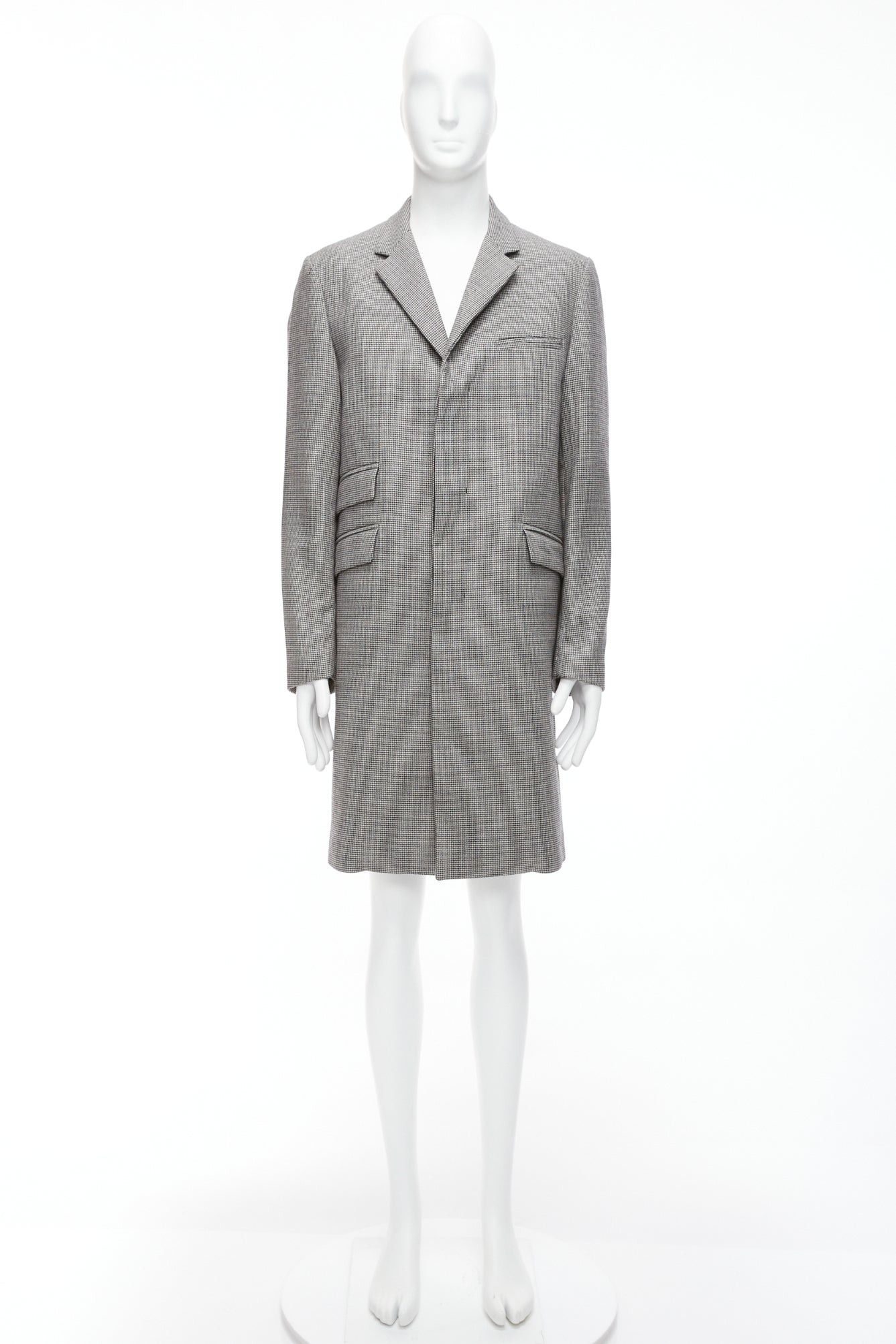 Marni MARNI grey houndstooth wool blend invisible placket longline coat IT48 M Size US M / EU 48-50 / 2 - 10 Thumbnail