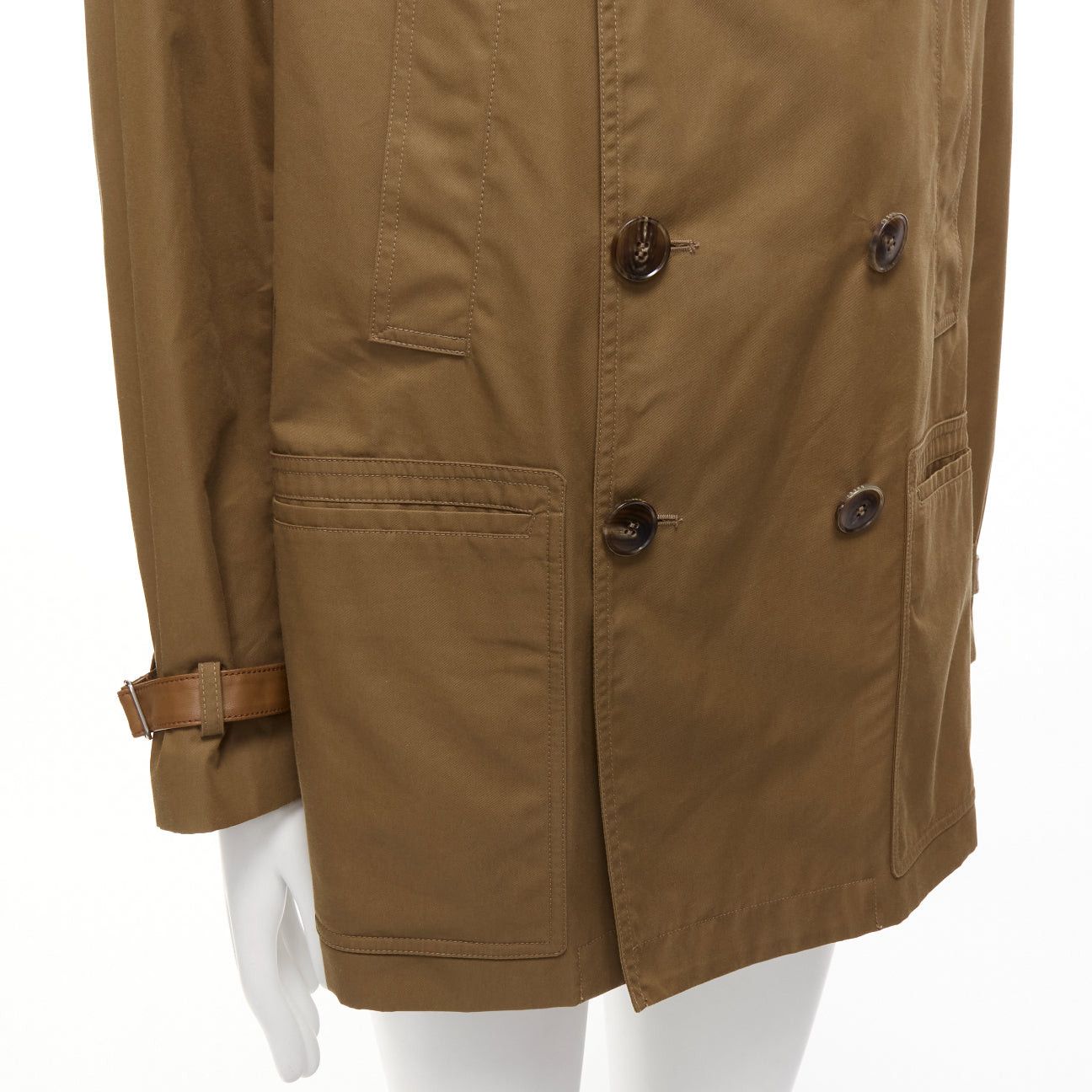 Gucci GUCCI Vintage brown leather trimmed cotton wool blend lined trench coat IT48 M Size US M / EU 48-50 / 2 - 7 Thumbnail