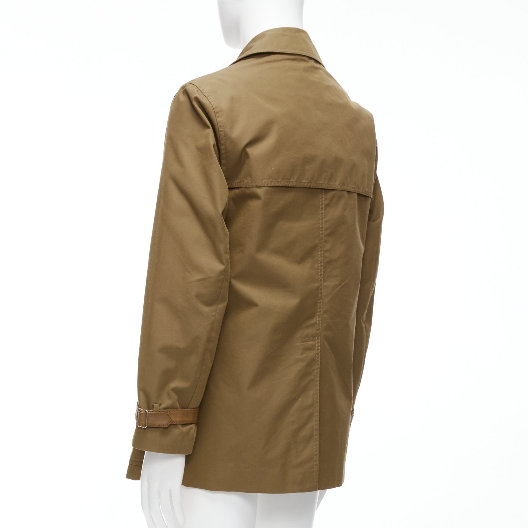 Gucci GUCCI Vintage brown leather trimmed cotton wool blend lined trench coat IT48 M Size US M / EU 48-50 / 2 - 6 Thumbnail