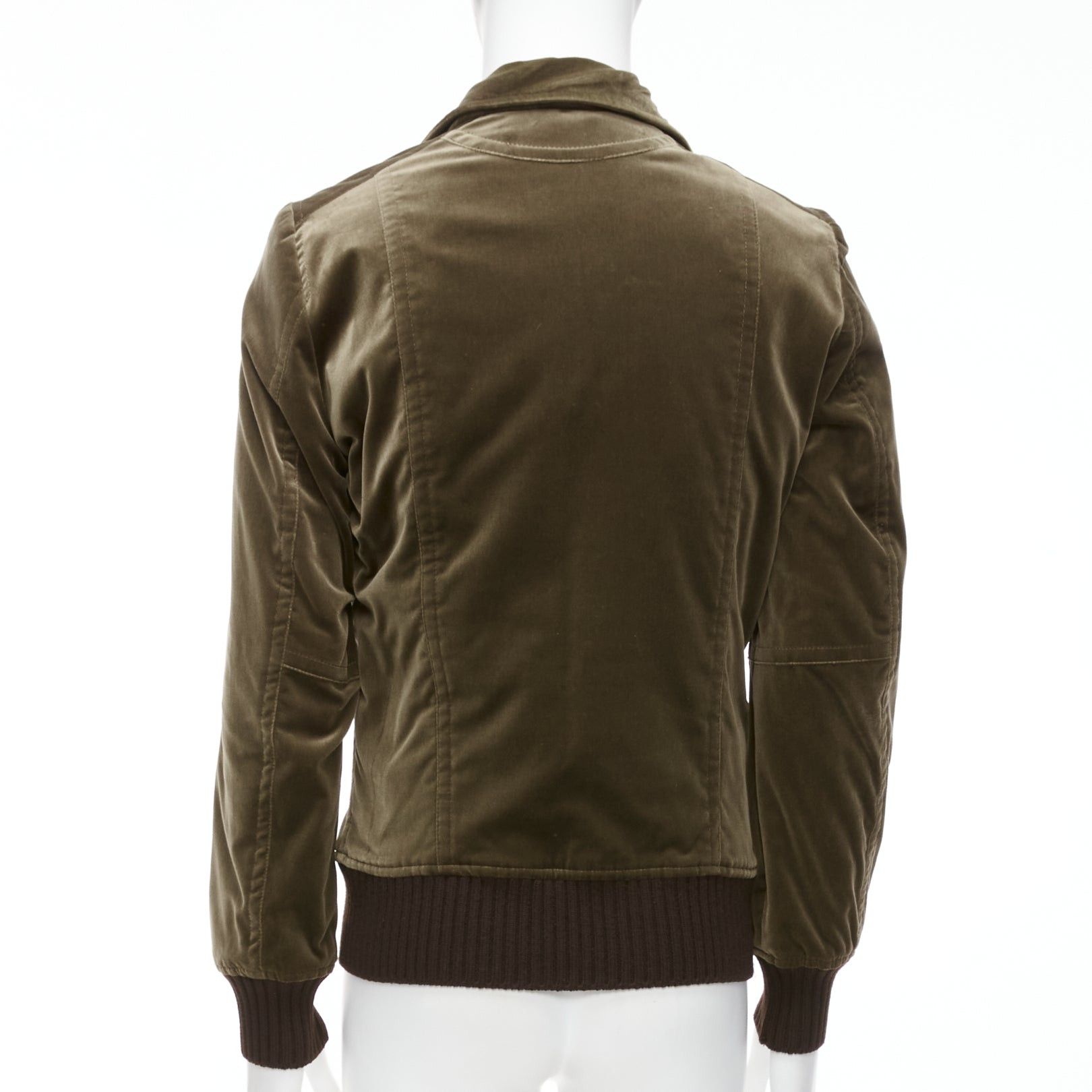 Costume National COSTUME NATIONAL smoked khaki cotton blend velvet panelled zip bomber IT50 L Size US L / EU 52-54 / 3 - 6 Thumbnail